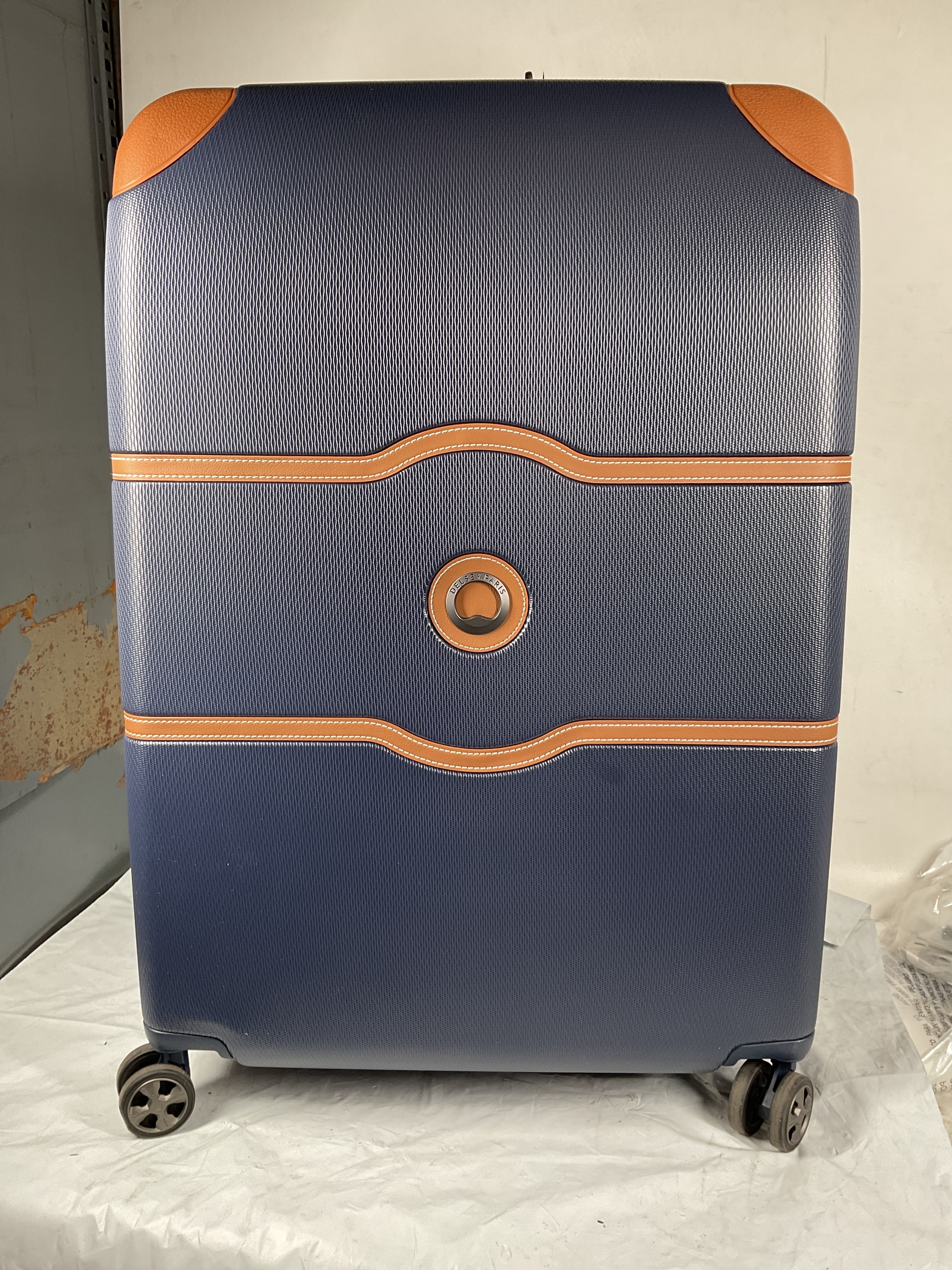 DELSEY Paris Chatelet Air 2.0 Hardside Luggage with Spinner Wheels ( Navy Blue , Checked-Large 28 Inch ) Navy Blue Checked Large 28 Inch U3