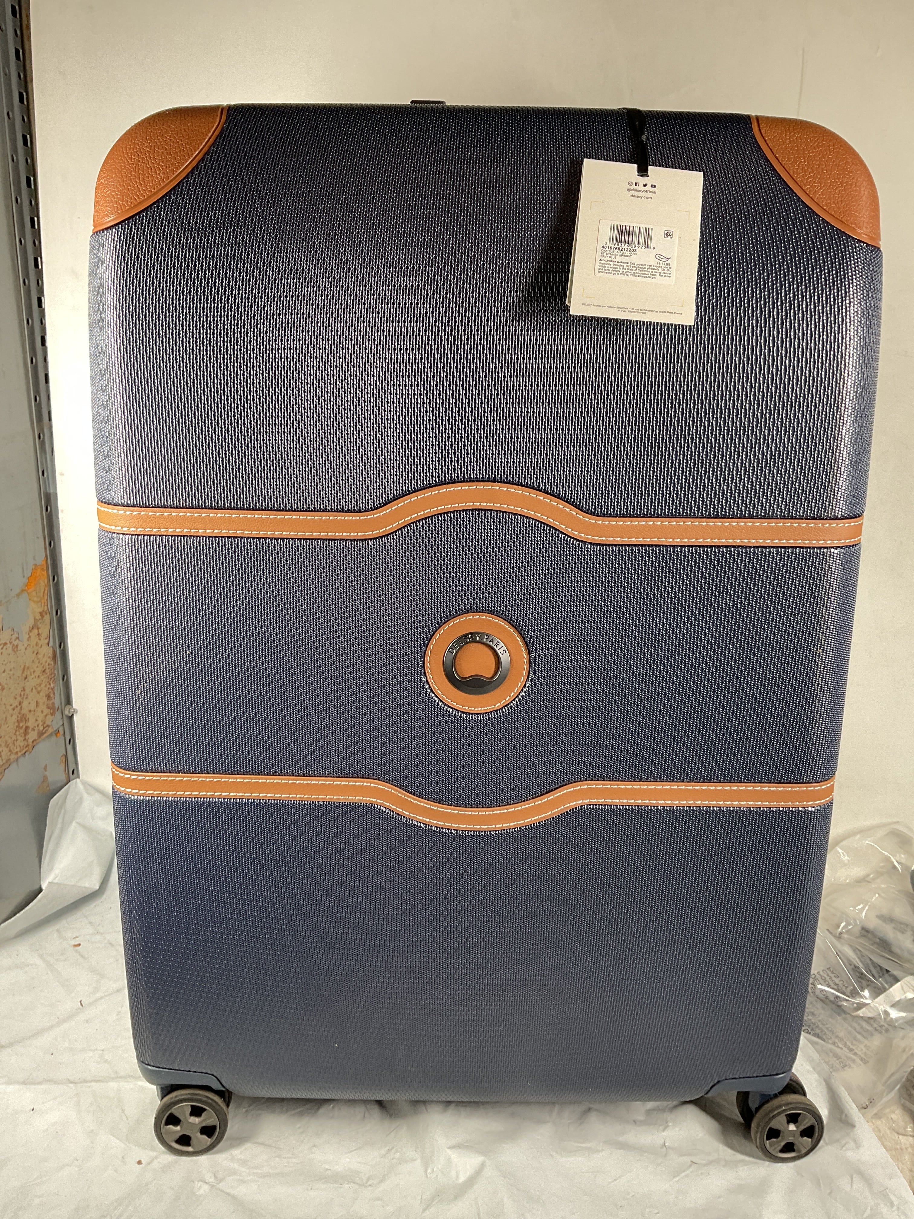 DELSEY Paris Chatelet Air 2.0 Hardside Luggage with Spinner Wheels ( Navy Blue , Checked-Large 28 Inch ) Navy Blue Checked Large 28 Inch U4