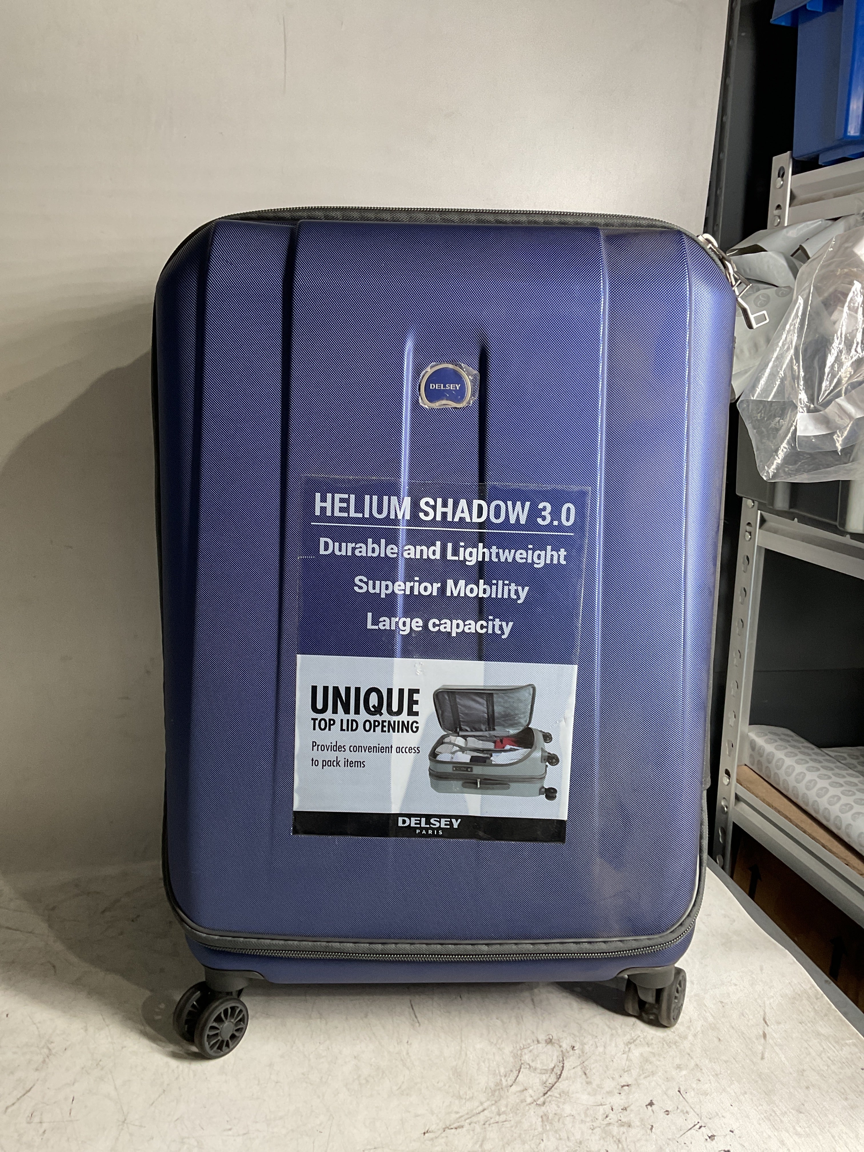 Delsey Paris Helium Shadow Hardside Luggage Expandable Spinner Trolley Collection ( Navy , Checked-Medium 25 Inch ) Navy Checked Medium 25 Inch U1