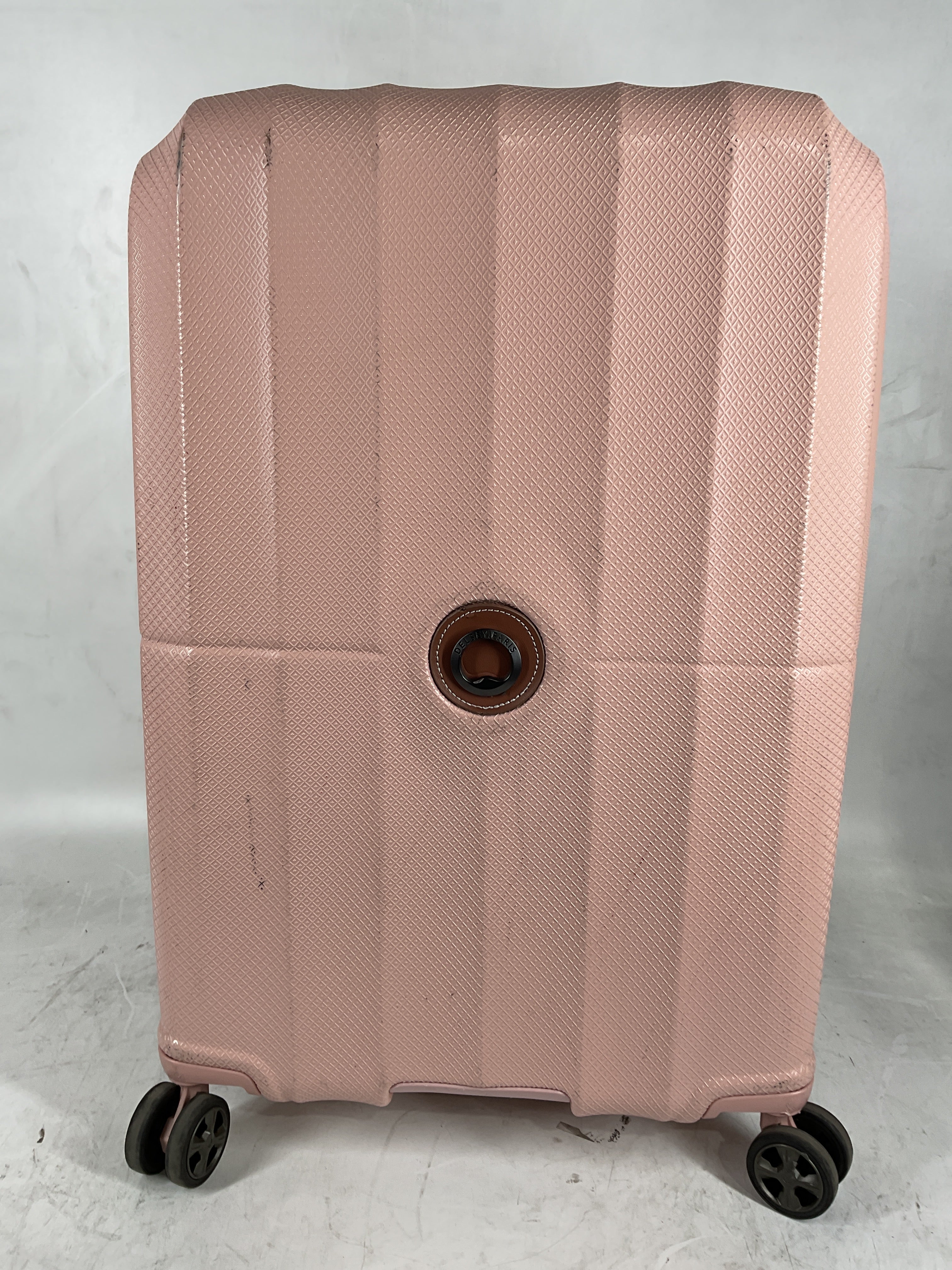 DELSEY Paris Carrousel Hardside Expandable Luggage with Spinner Wheels Pink Checked Medium 24 Inch U3