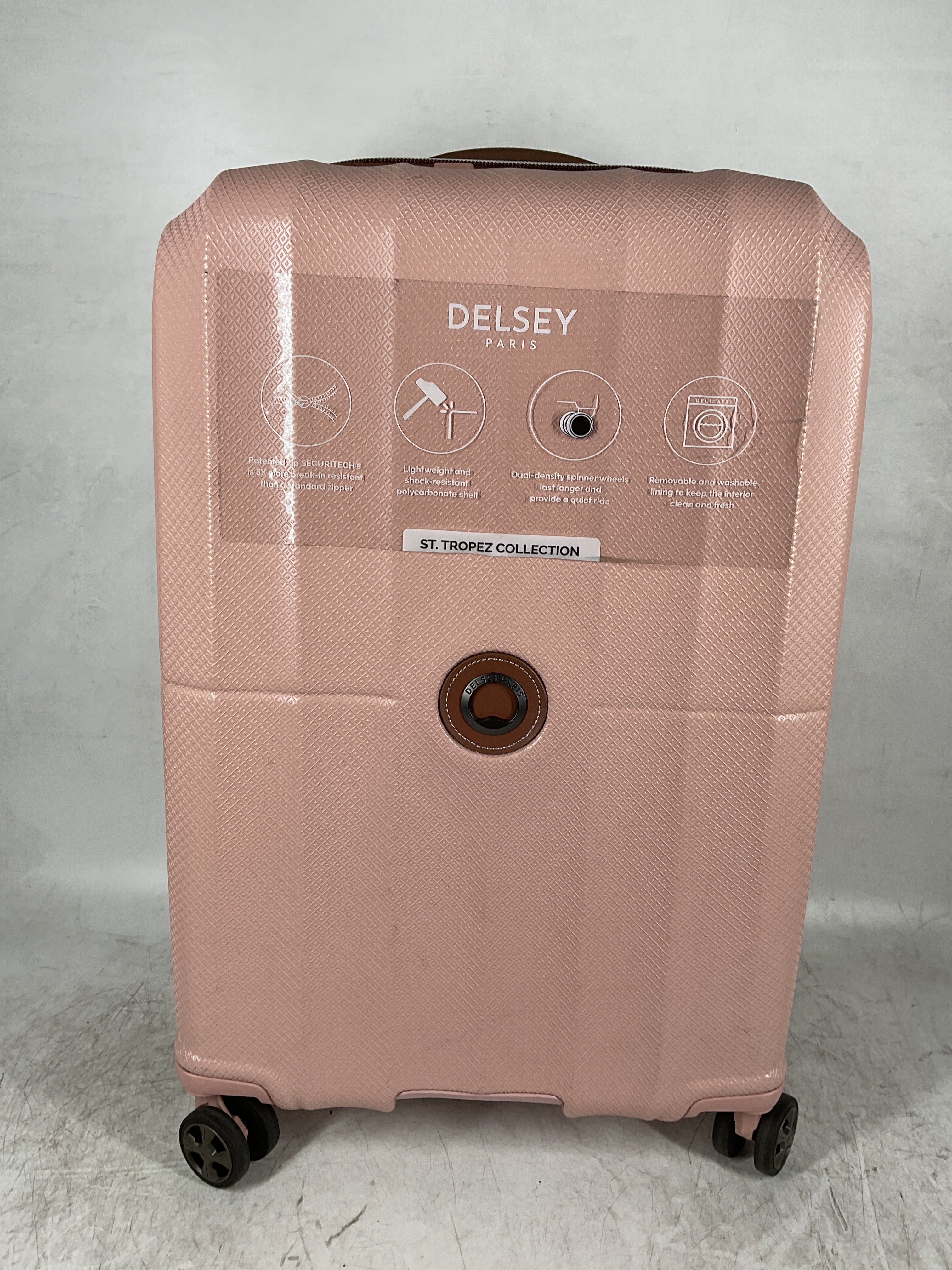 Delsey Paris Carrousel 28" Expandable Carry-On Spinner ( Pink , Checked-Medium 24 Inch ) Pink Checked Medium 24 Inch U4