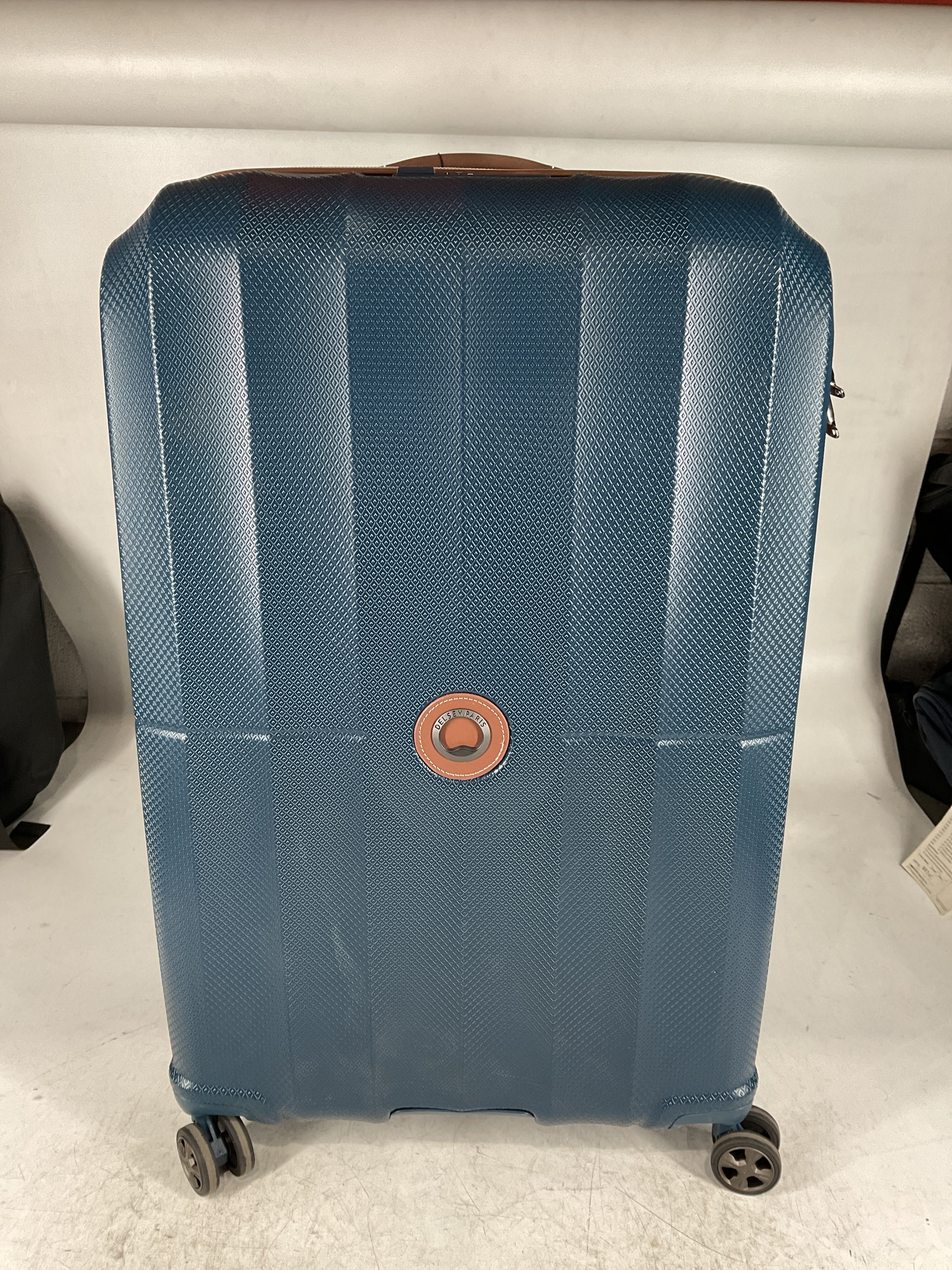 DELSEY Paris Carrousel Hardside Expandable Luggage with Spinner Wheels Navy Checked Large 28 Inch U1