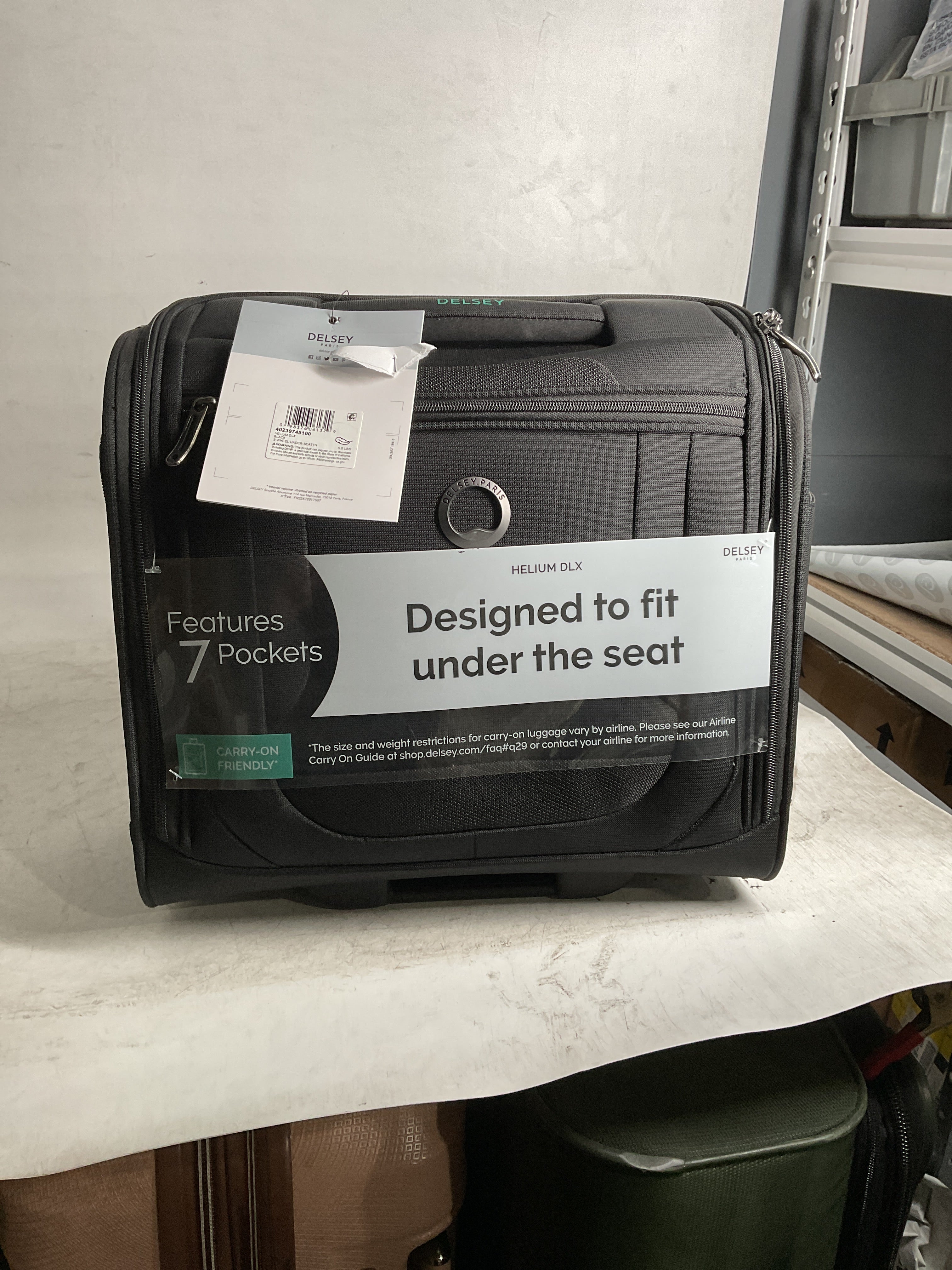 DELSEY Paris Helium DLX Softside Luggage Under-Seater with 2 Wheels ( Black , Carry on 16 Inch ) Black Carry On 16 Inch U1