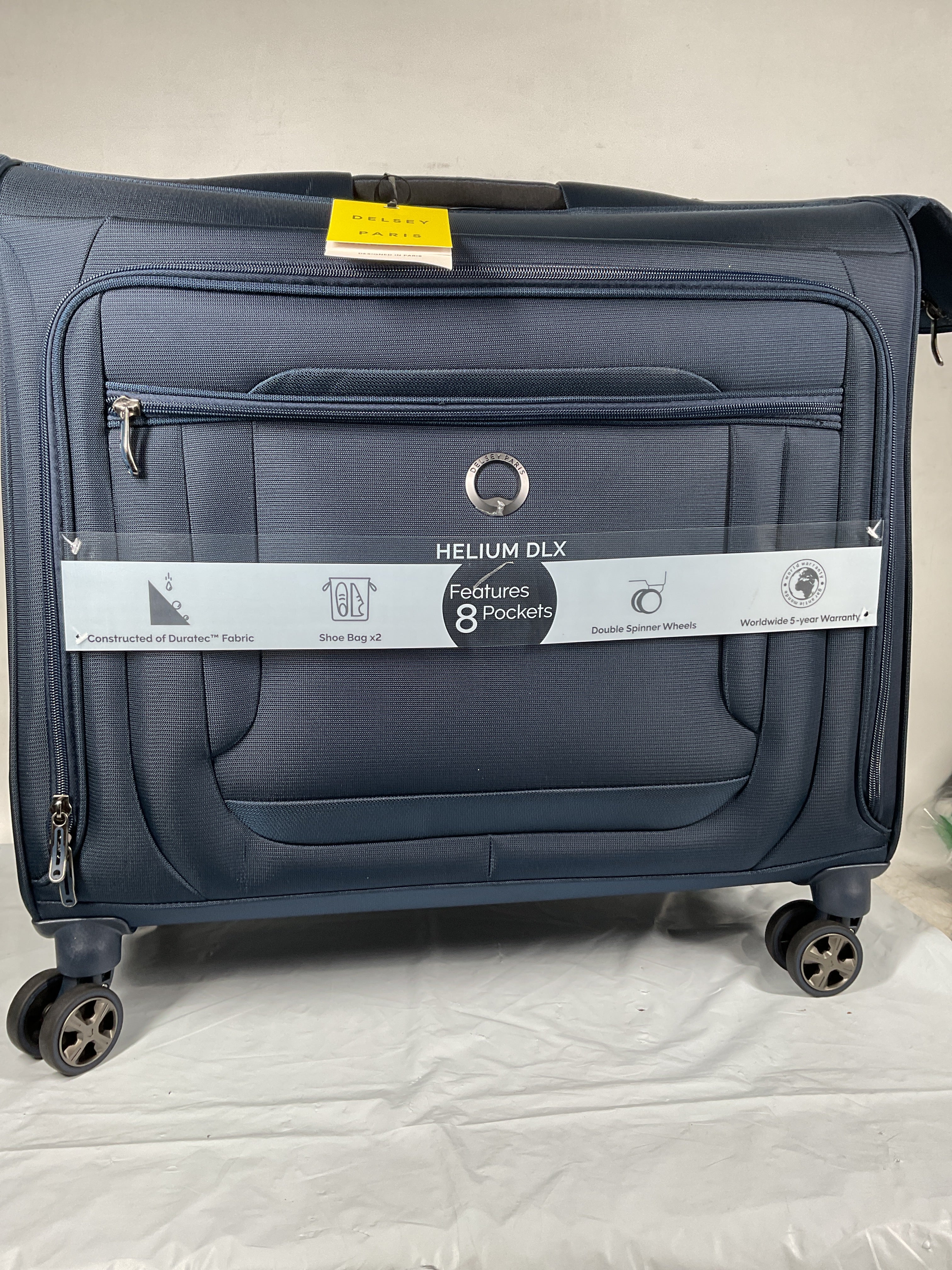 DELSEY Paris Helium DLX Carryon Garment Bag with Spinner Wheels ( Blue , Carry on 20 Inch ) Blue Carry On 20 Inch U5