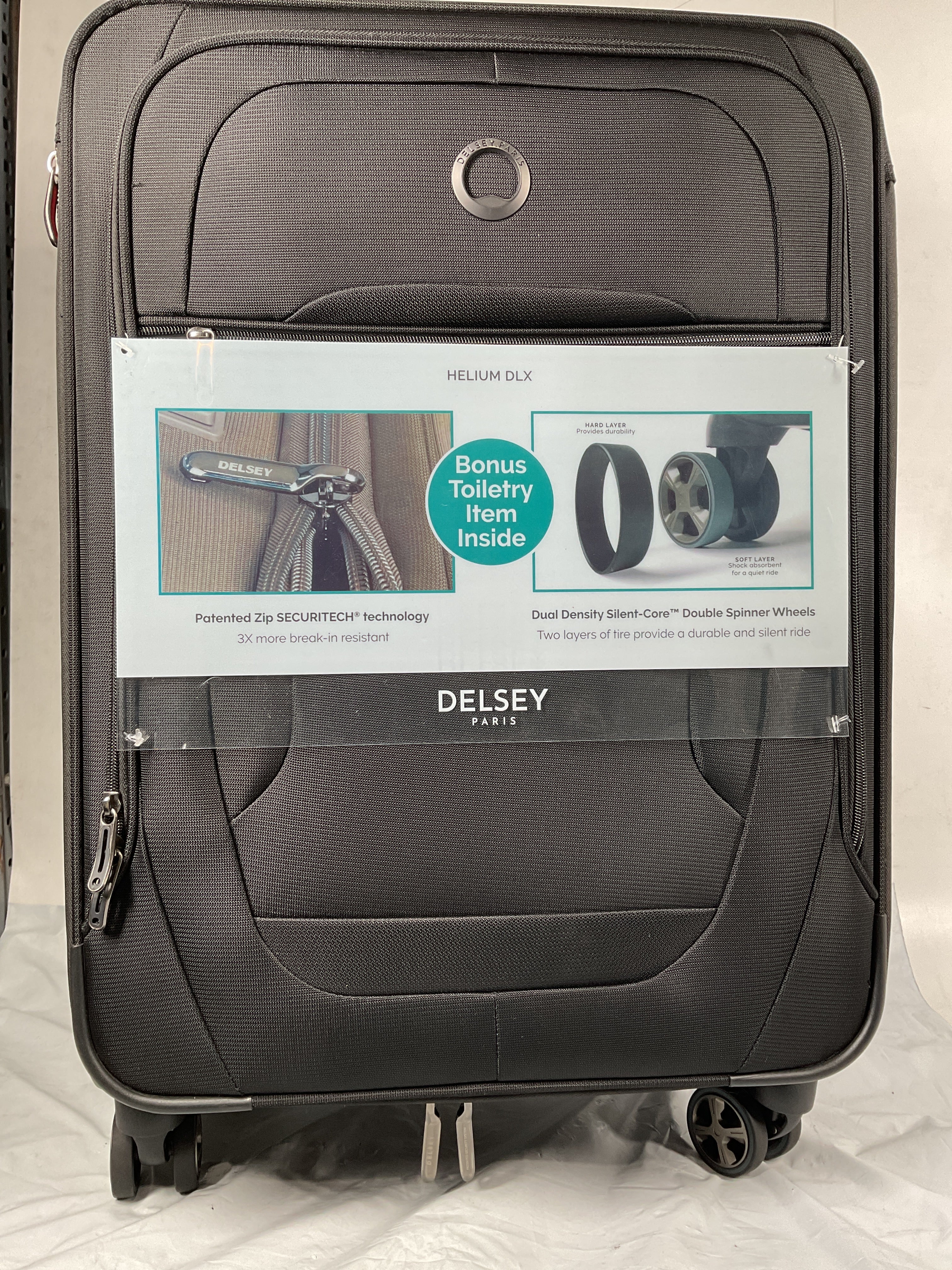 DELSEY Paris Helium DLX Softside Expandable Luggage with Spinner Wheels ( Black , Checked-Medium 25 Inch ) Black Checked Medium 25 Inch U2