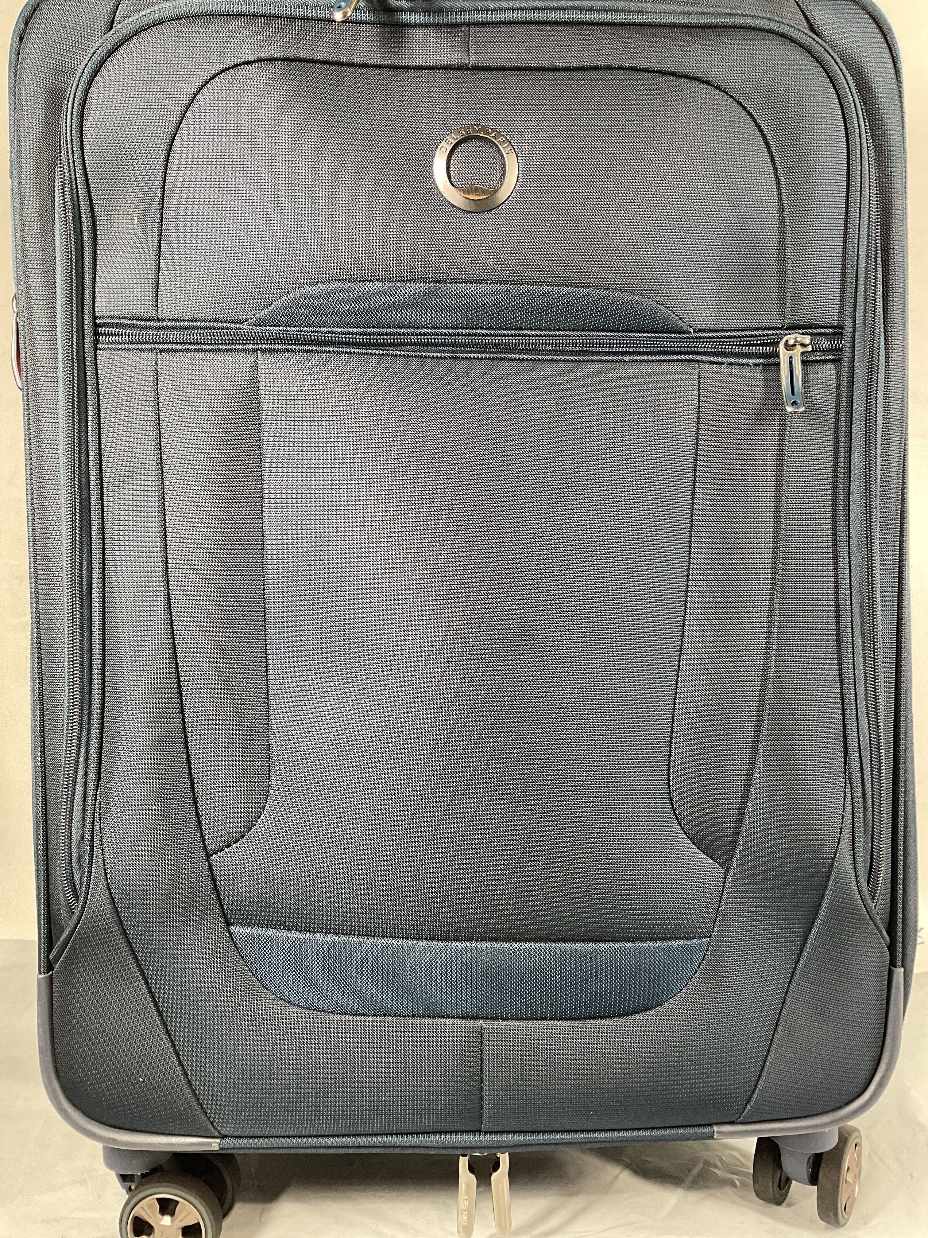 DELSEY Paris Helium DLX Softside Expandable Luggage with Spinner Wheels ( Navy Blue , Checked-Medium 25 Inch ) Navy Blue Checked Medium 25 Inch U1