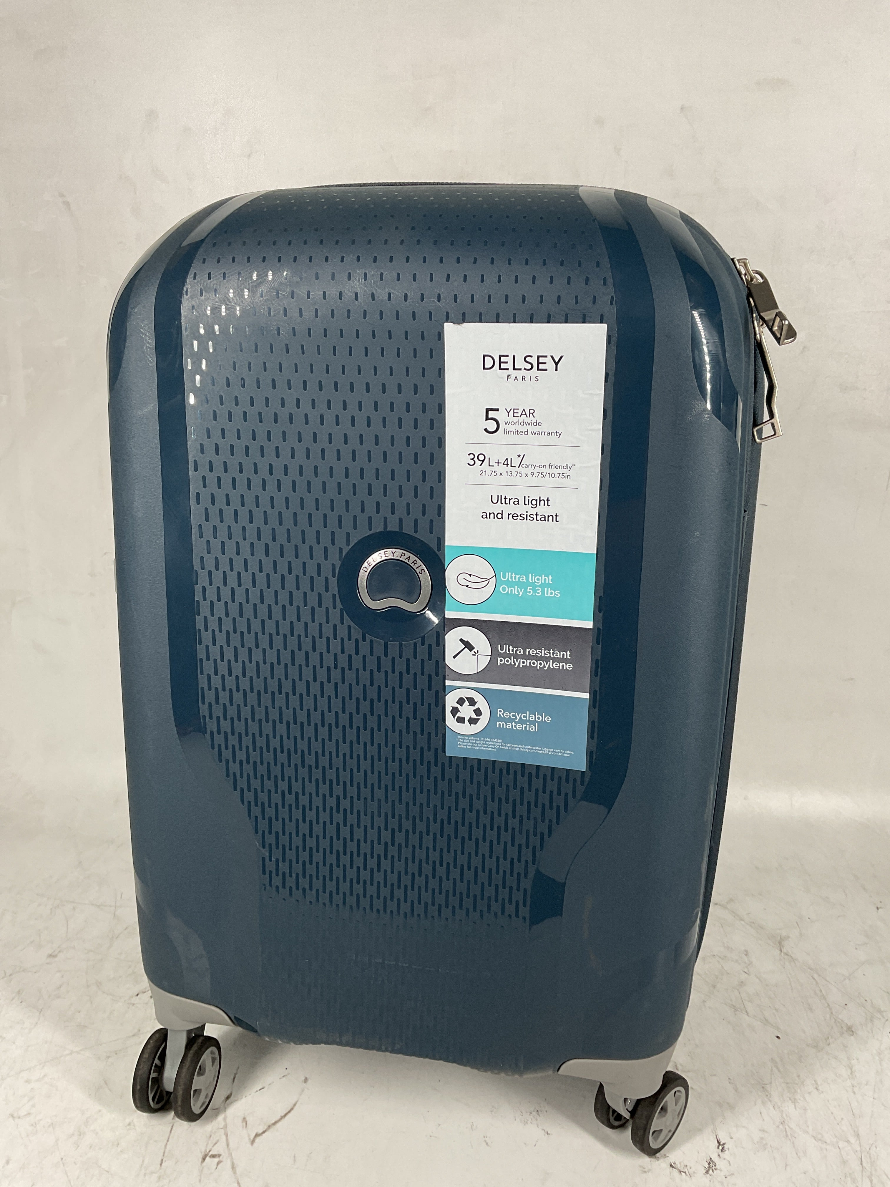 DELSEY Paris Clavel Hardside Expandable Luggage with Spinner Wheels BLUE JEAN Carry On 19 Inch U16