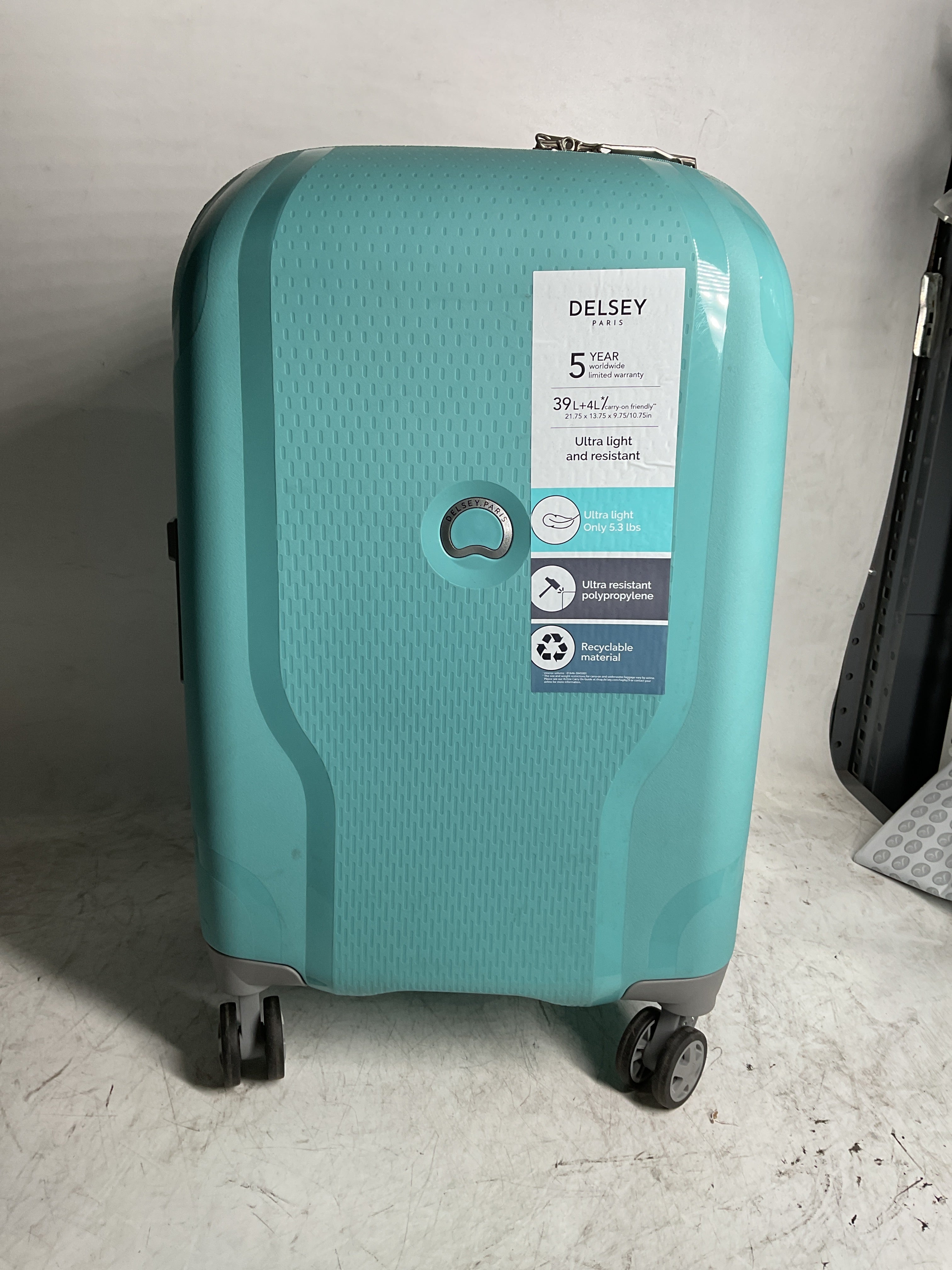 DELSEY Paris Clavel Hardside Expandable Luggage with Spinner Wheels ( Teal Blue , Carry-On 19 Inch ) Teal Blue Carry On 19 Inch U8