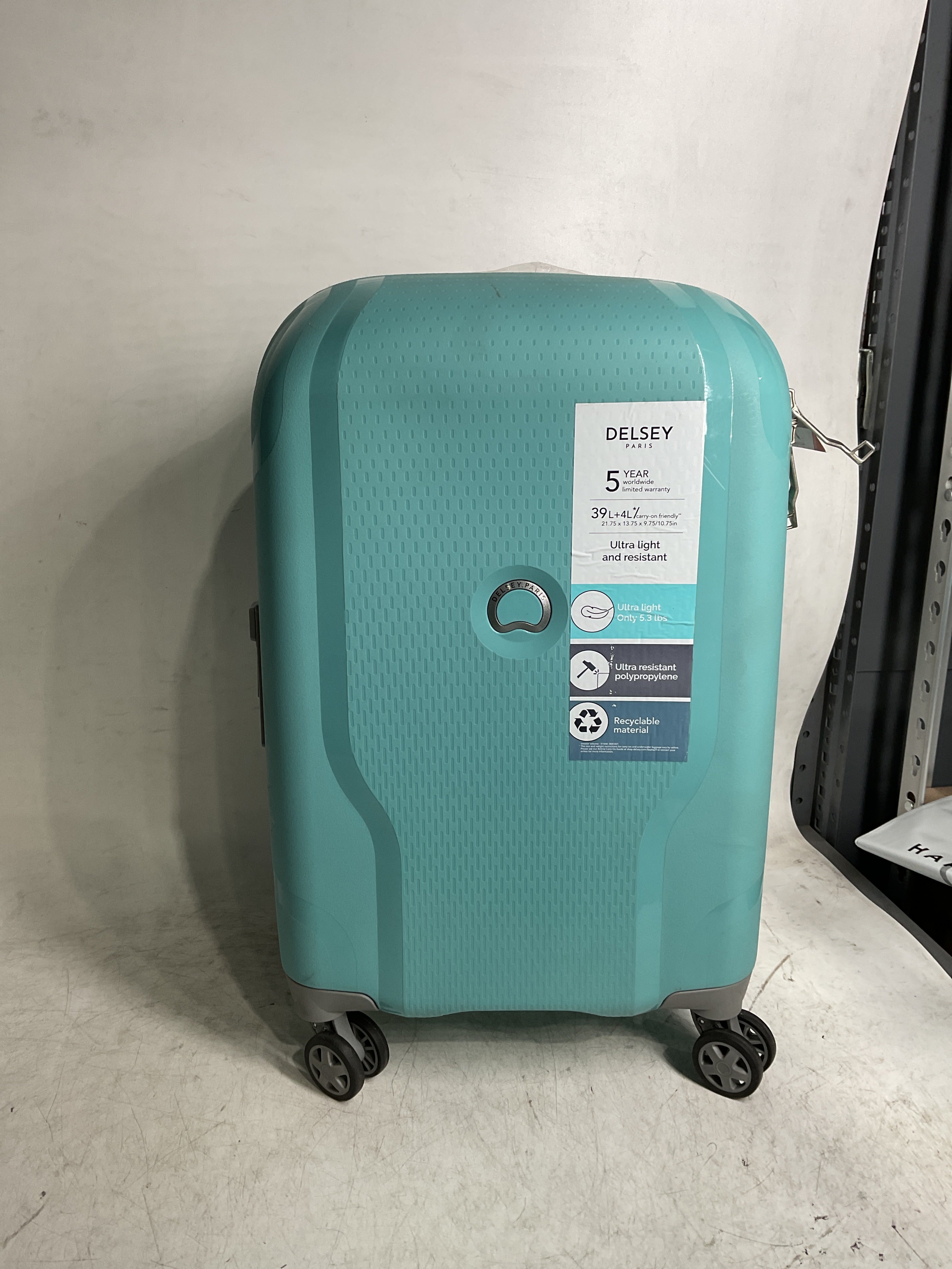 DELSEY Paris Clavel Hardside Expandable Luggage with Spinner Wheels ( Teal Blue , Carry-On 19 Inch ) Teal Blue Carry On 19 Inch U9
