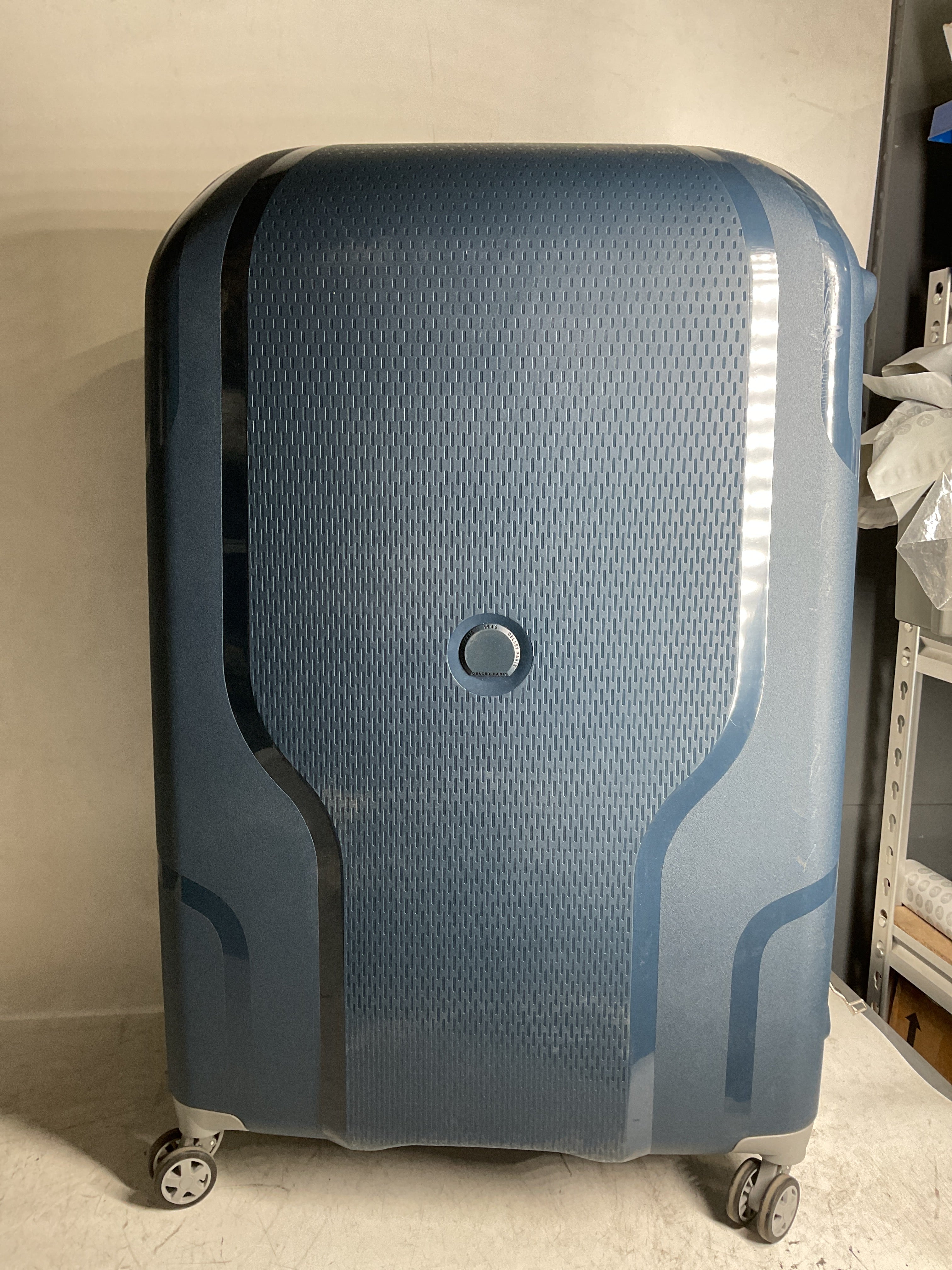 DELSEY Paris Clavel Hardside Expandable Luggage with Spinner Wheels ( BLUE JEAN , Checked-Large 30 Inch ) BLUE JEAN Checked Large 30 Inch U15