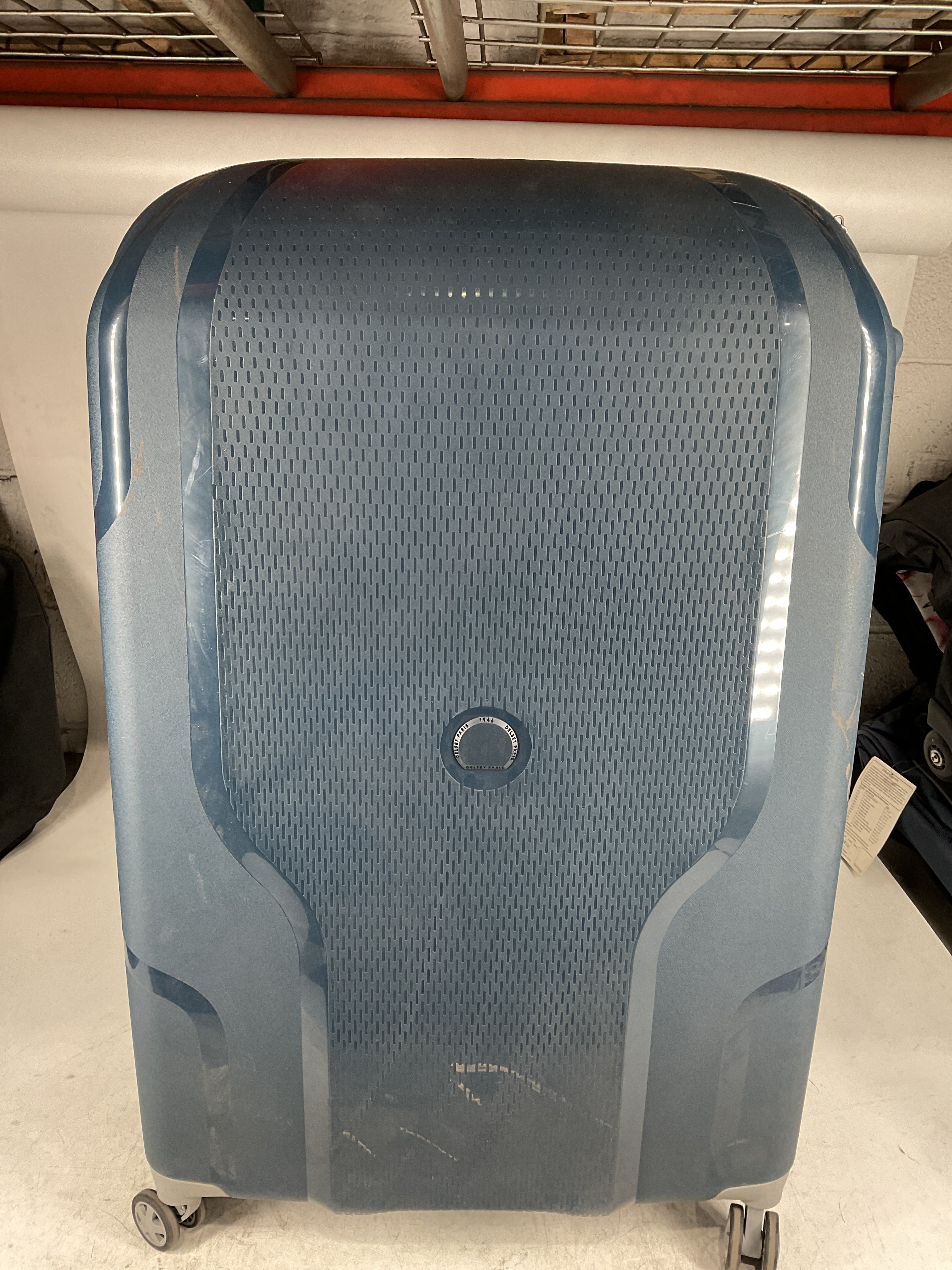 DELSEY Paris Clavel Hardside Expandable Luggage with Spinner Wheels BLUE JEAN Checked Large 30 Inch U3