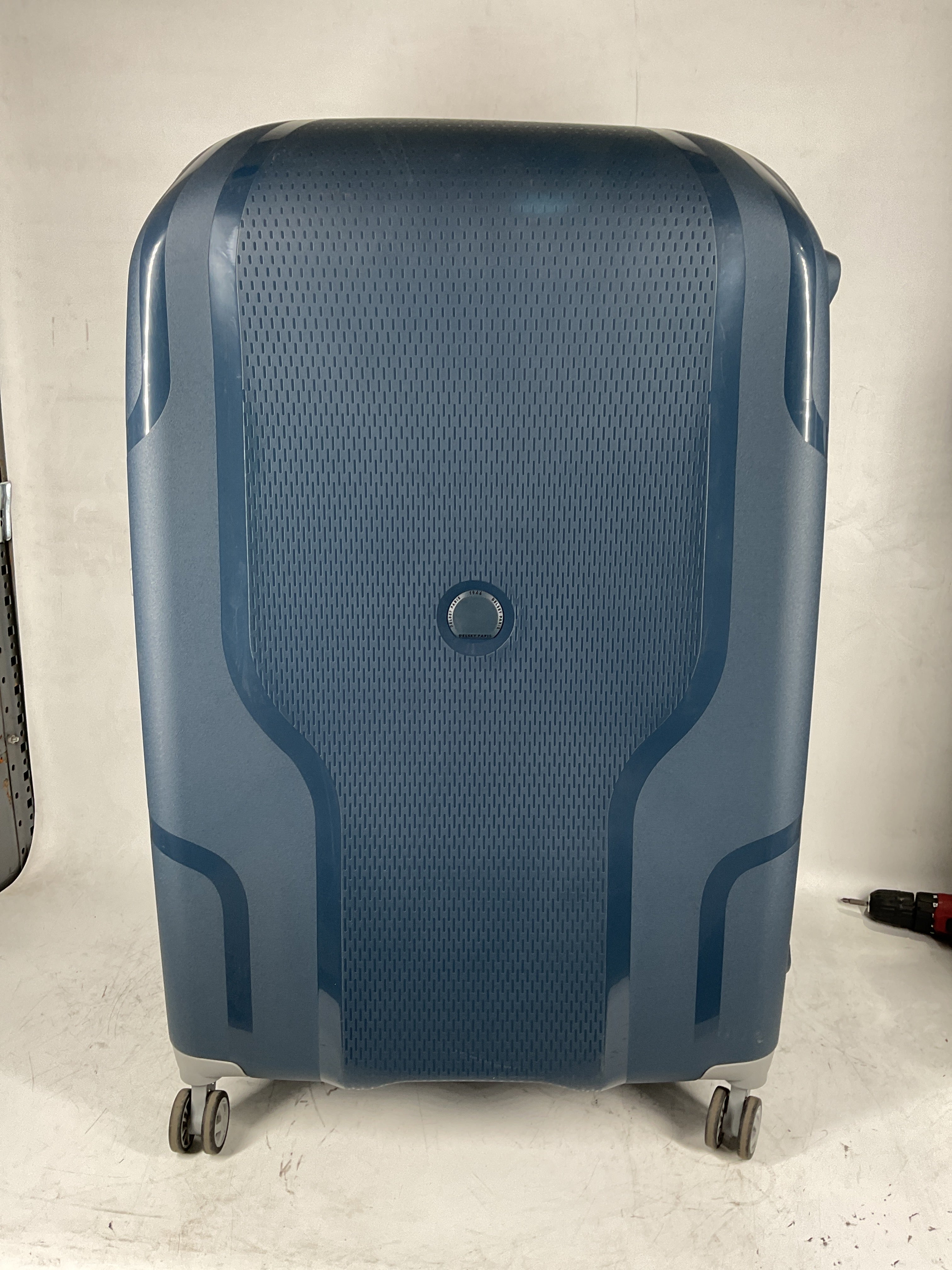 DELSEY Paris Clavel Hardside Expandable Luggage with Spinner Wheels BLUE JEAN Checked Large 30 Inch U5