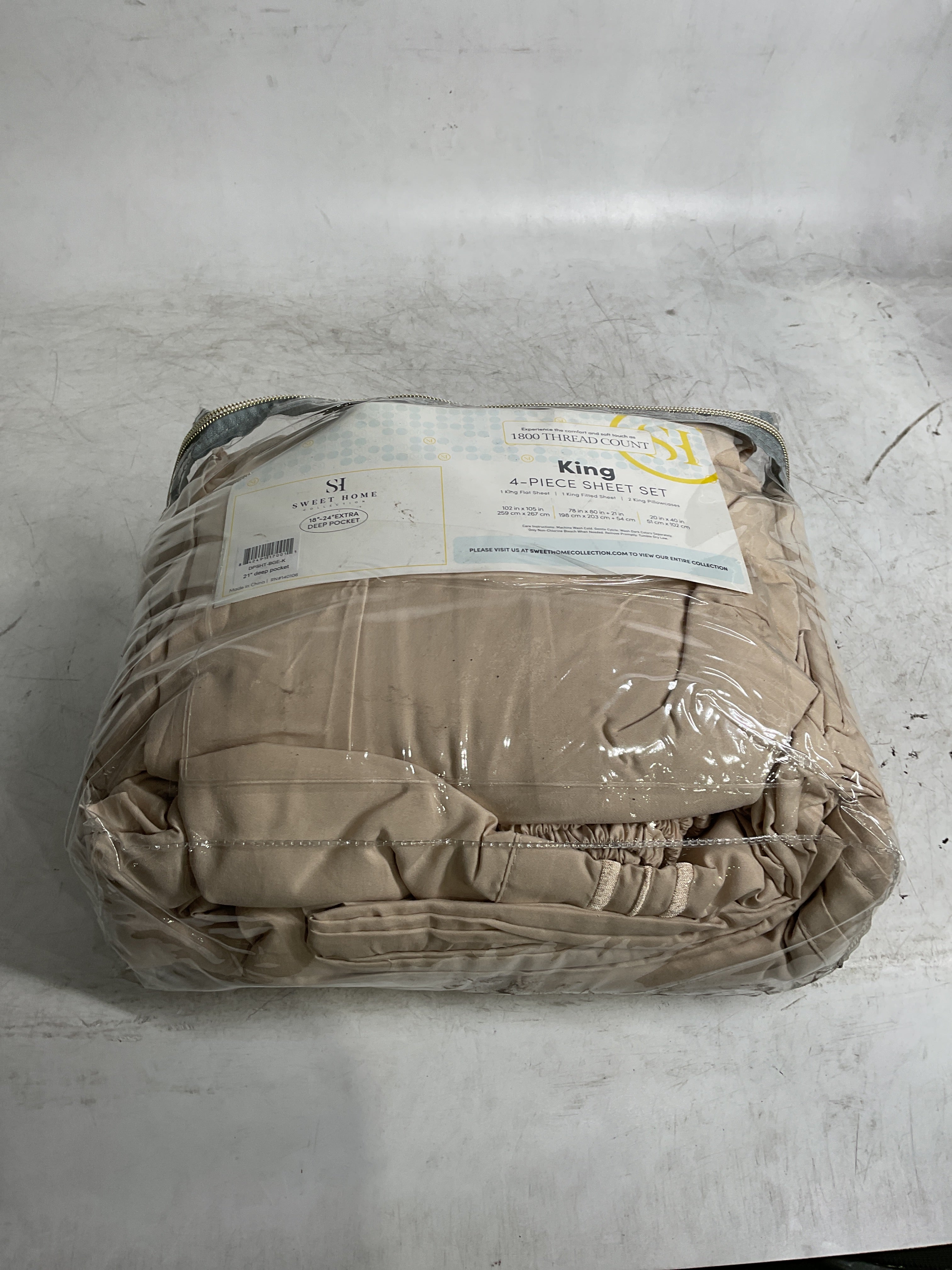 King Size Sheets - Breathable Luxury Bed Sheets with Full Elastic & Secure Corner Straps Built In - 1800 Supreme Collection Extra Soft Deep Pocket Bedding, Sheet Set, EXTRA DEEP pocket - King, Beige Beige EXTRA DEEP pocket - King U2