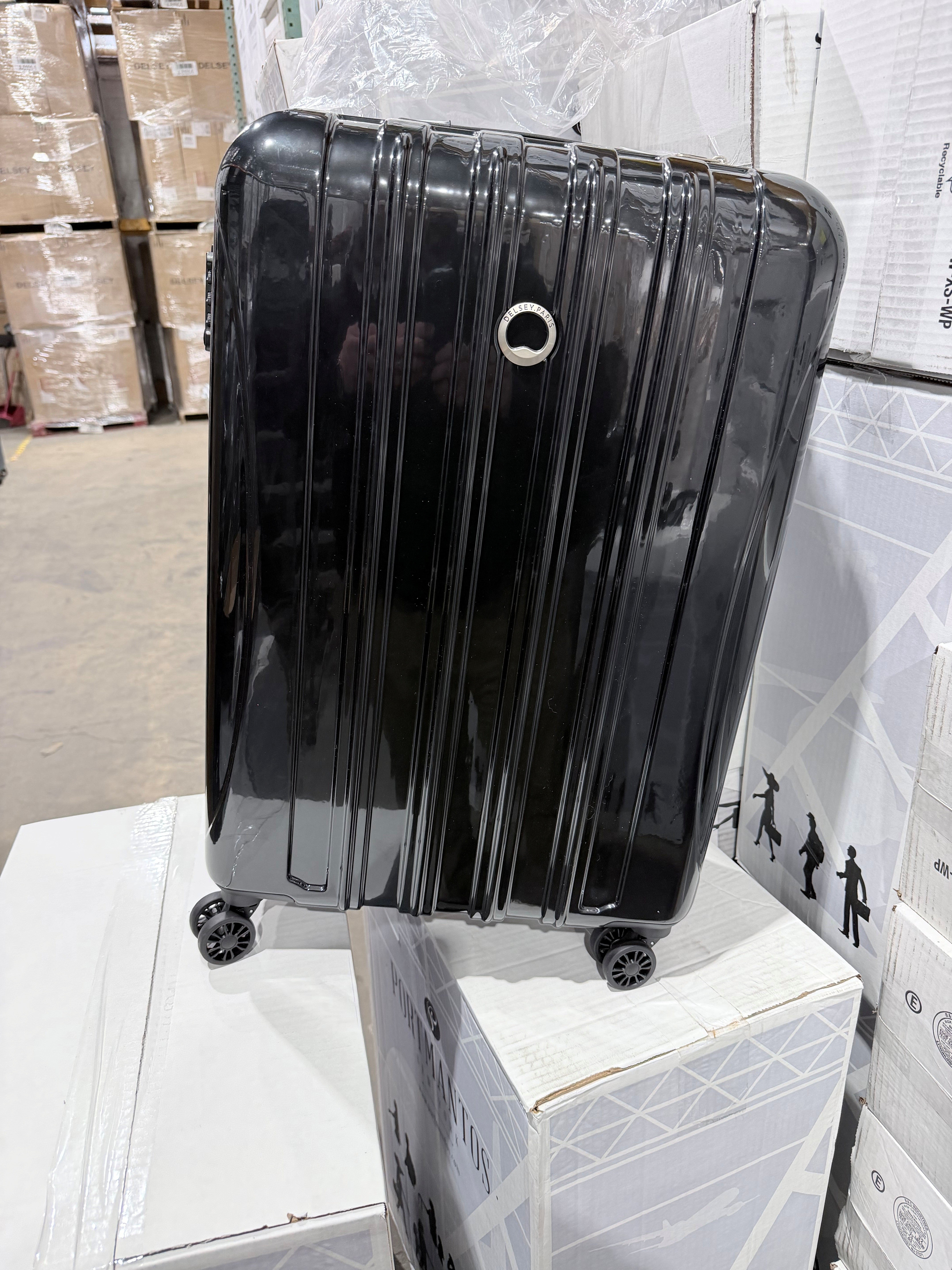 DELSEY Paris Helium Aero Hardside Expandable Luggage with Spinner Wheels Black 3 Piece Set 19 25 29 U3