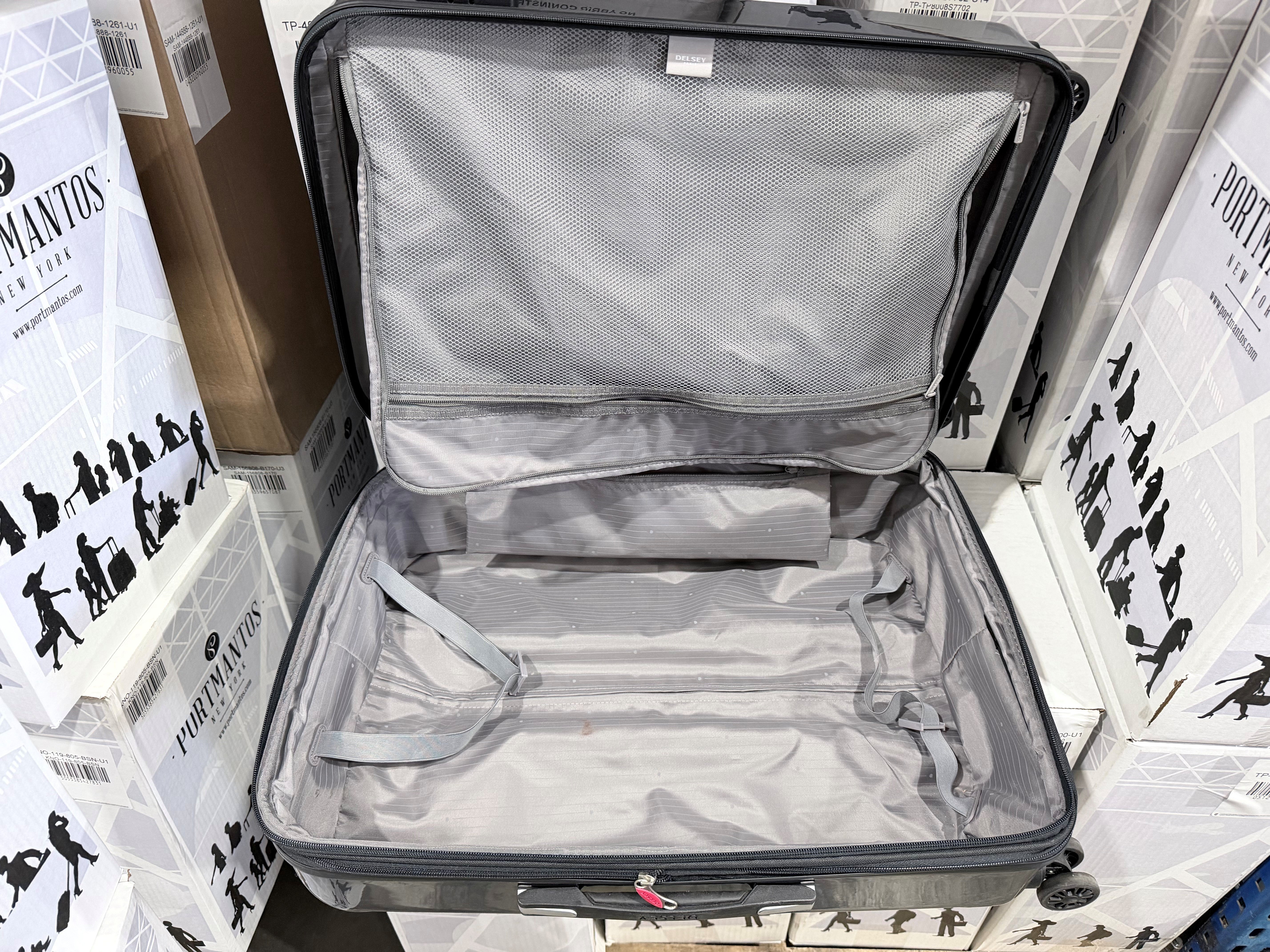 DELSEY Paris Helium Aero Hardside Expandable Luggage with Spinner Wheels Brushed Charcoal Checked Medium 25 Inch U3
