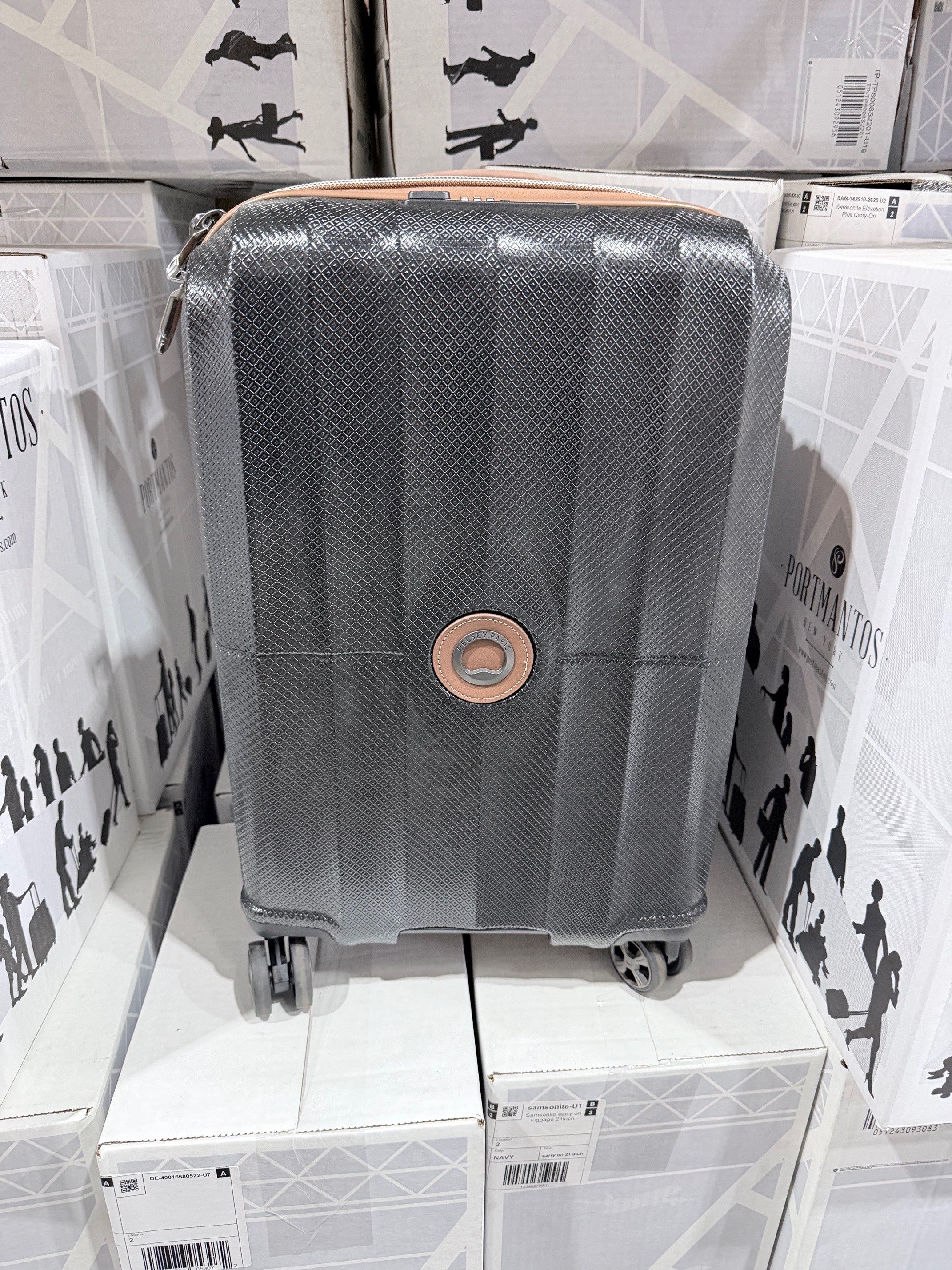 DELSEY Paris Carrousel Hardside Expandable Luggage with Spinner Wheels Black Carry On 21 Inch U6