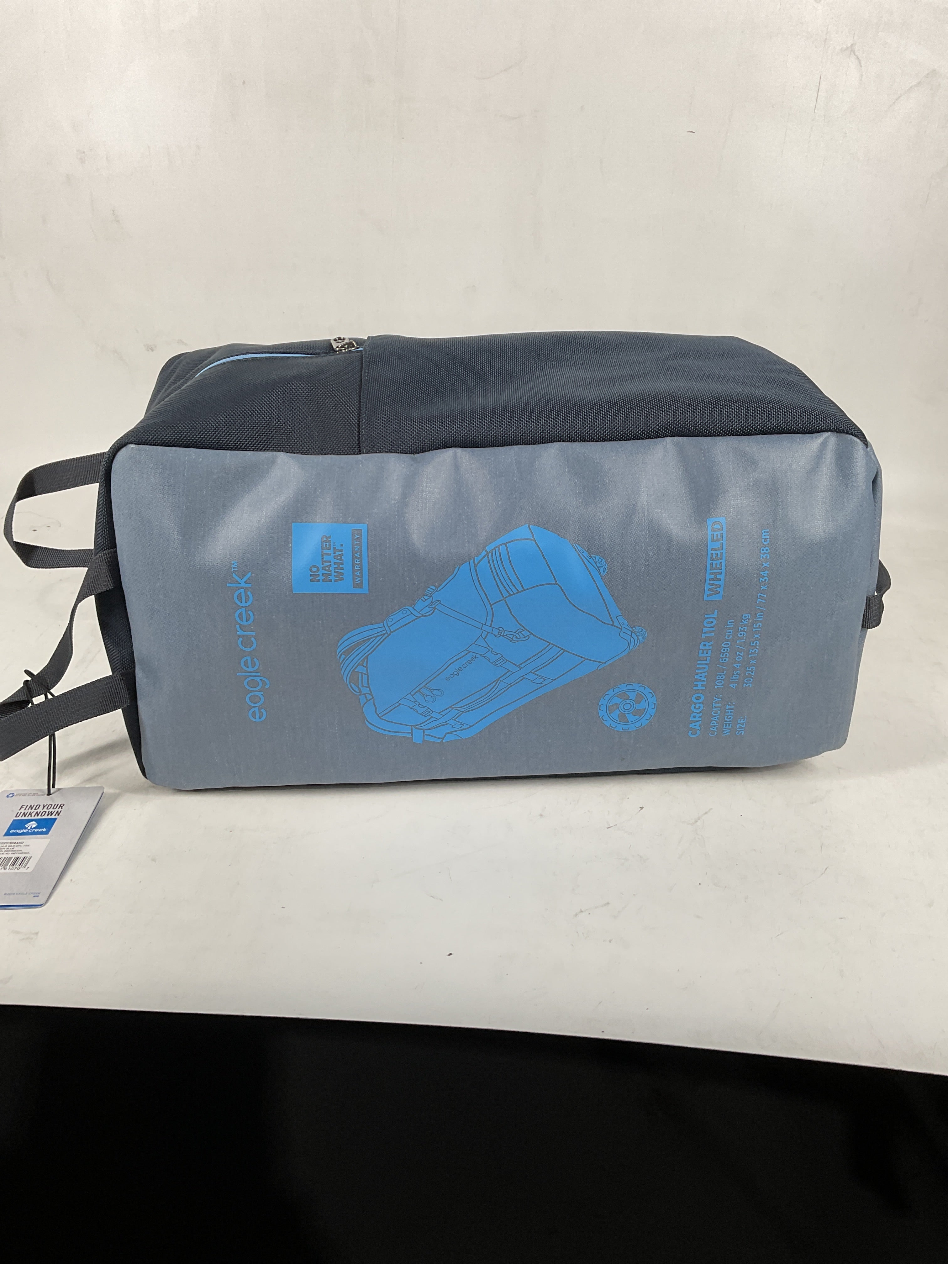 Eagle Creek Cargo Hauler Wheeled Duffel Travel Bag with Backpack Straps and Handles, Lockable U-Lid Opening, End Compartments, and Compression Straps Glacier Blue 110 L U1