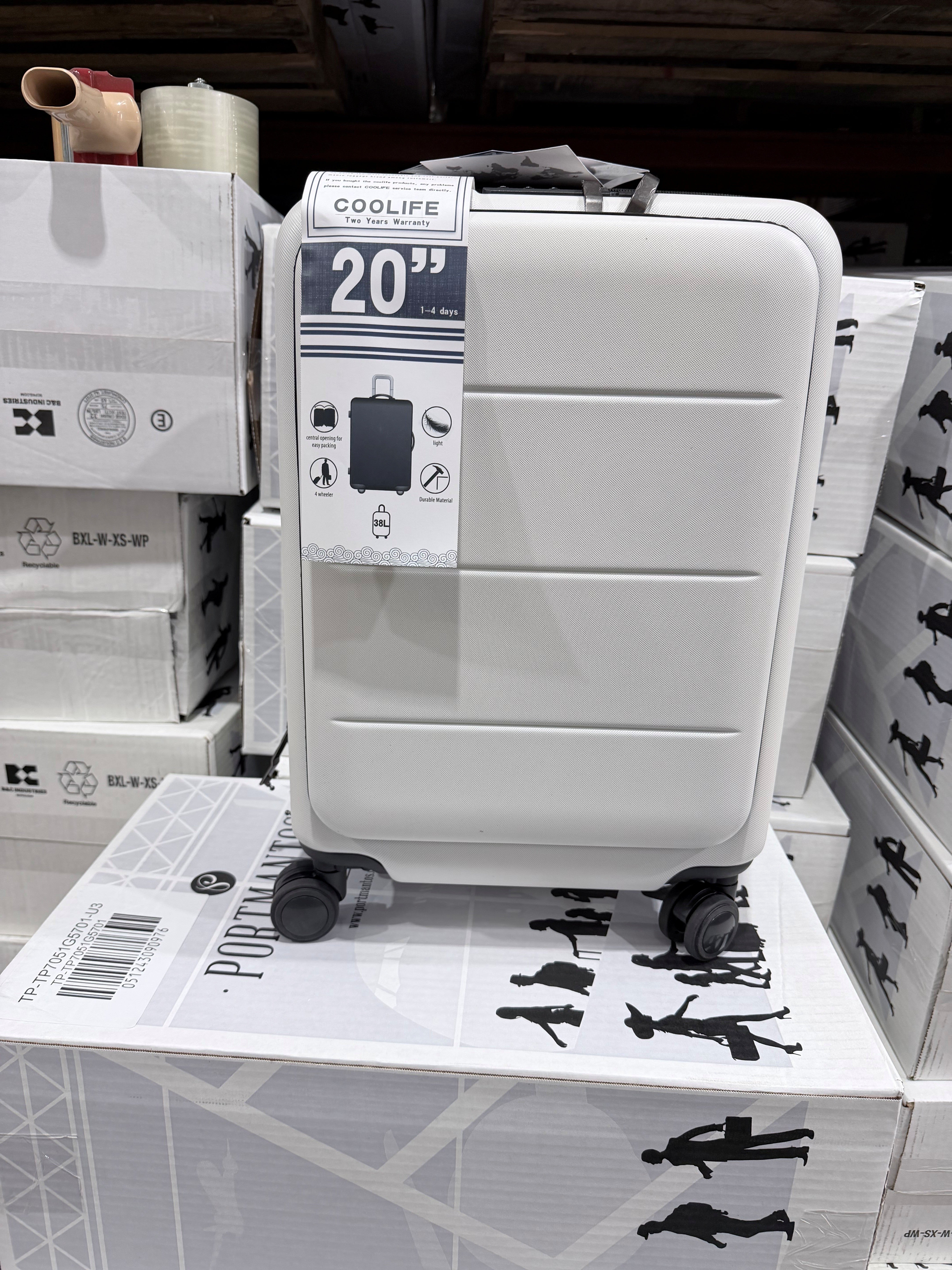 Coolife Luggage Suitcase Piece Carry On ABS+PC Spinner Trolley with pocket Compartment(White, 20in(carry on)) U1