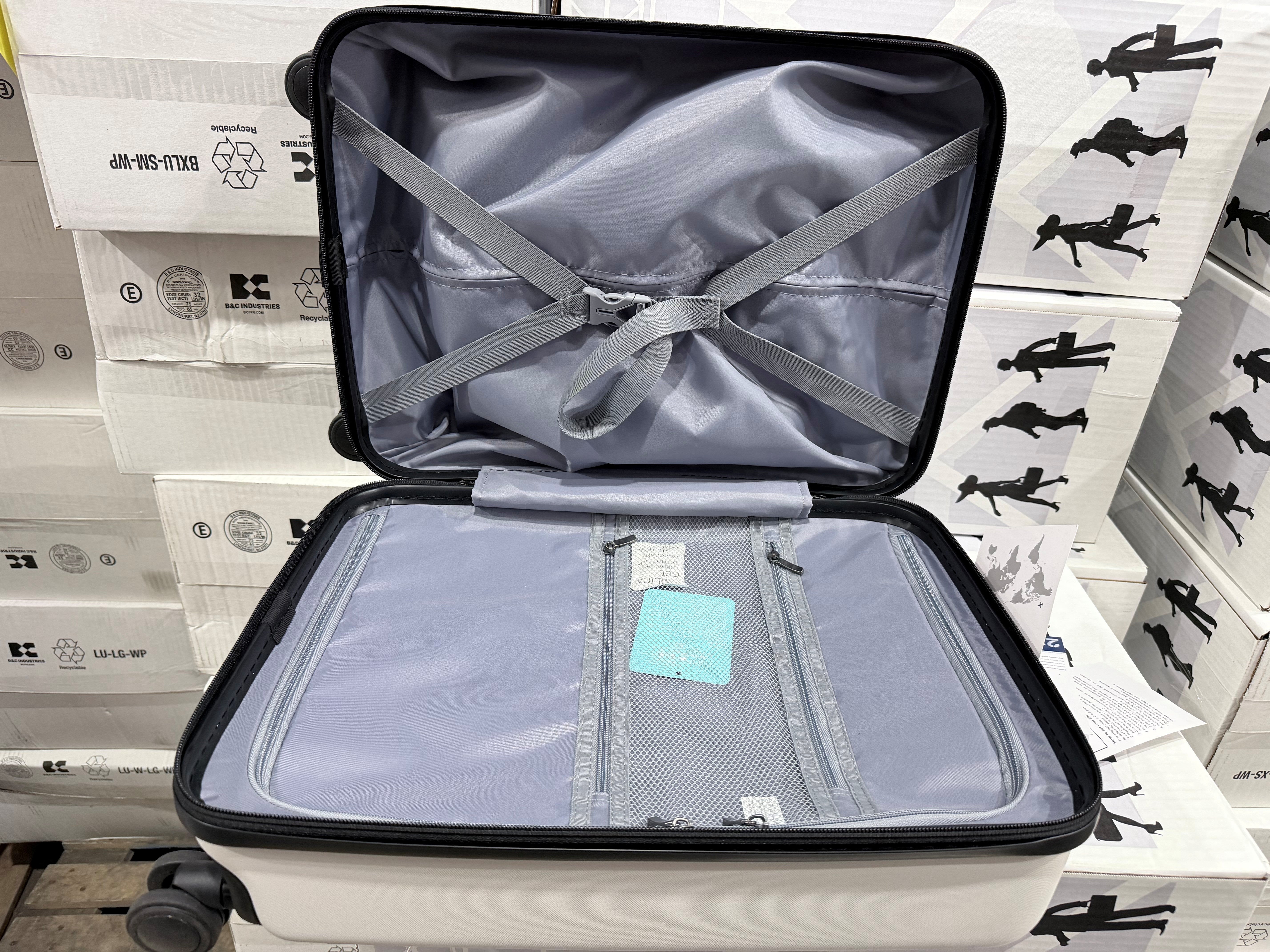 Coolife Luggage Suitcase Piece Carry On ABS+PC Spinner Trolley with pocket Compartment(White, 20in(carry on)) U1