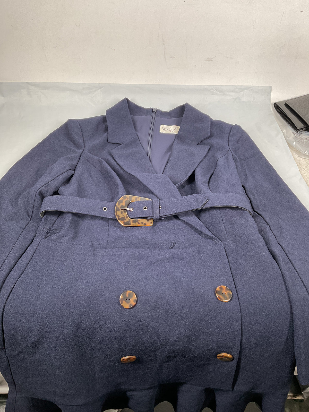Eliza J Women's Dresses   Long Sleeve Belted Blazer Size 8 Navy U1