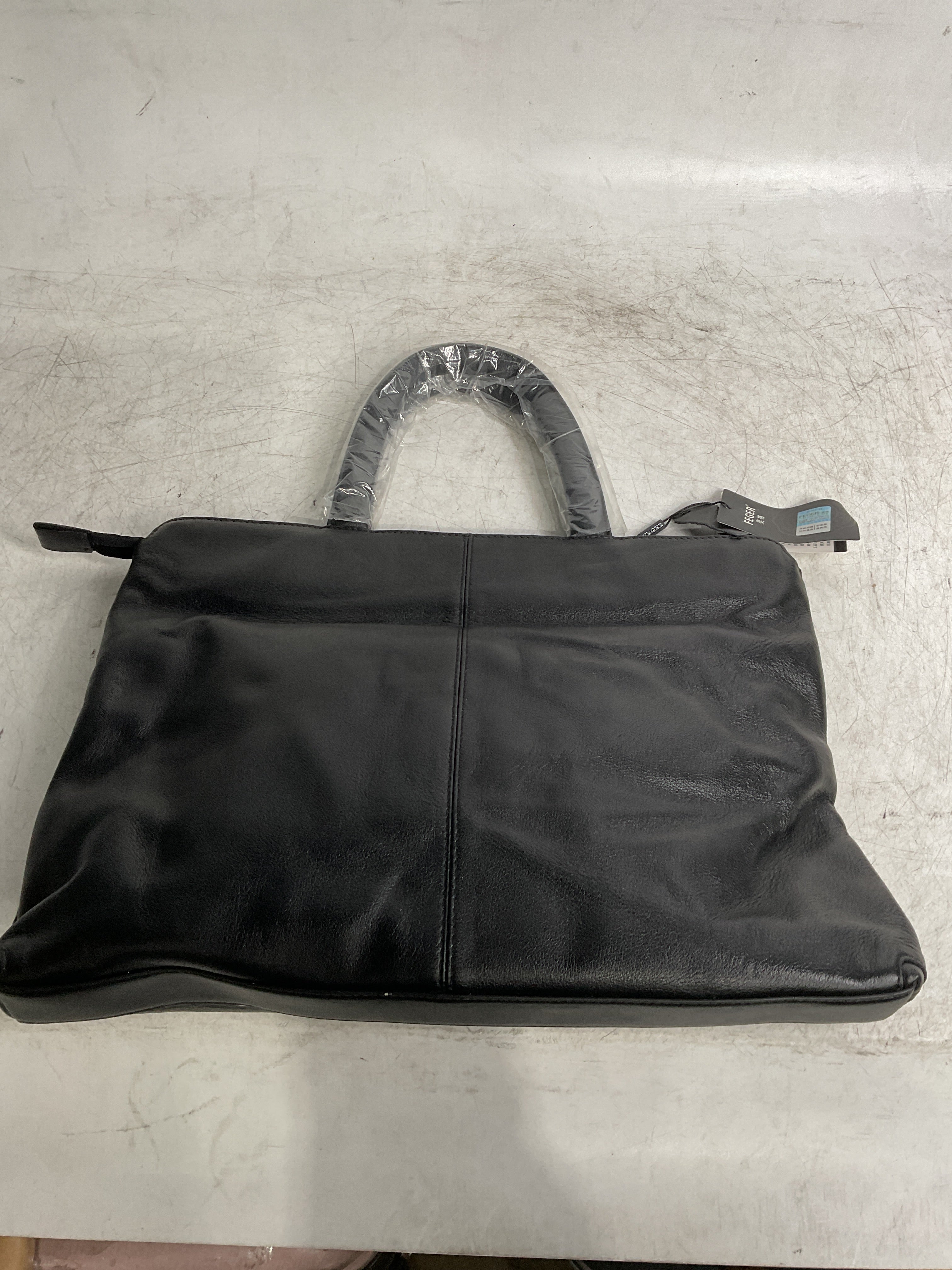 FEGER Genuine Leather Laptop Briefcases Slim Computer Bag Zipper Closure Business Handbags Tote 14 Inch Tablet Briefcase Case for Women and Man Fit A4 Files Black Black Medium U1