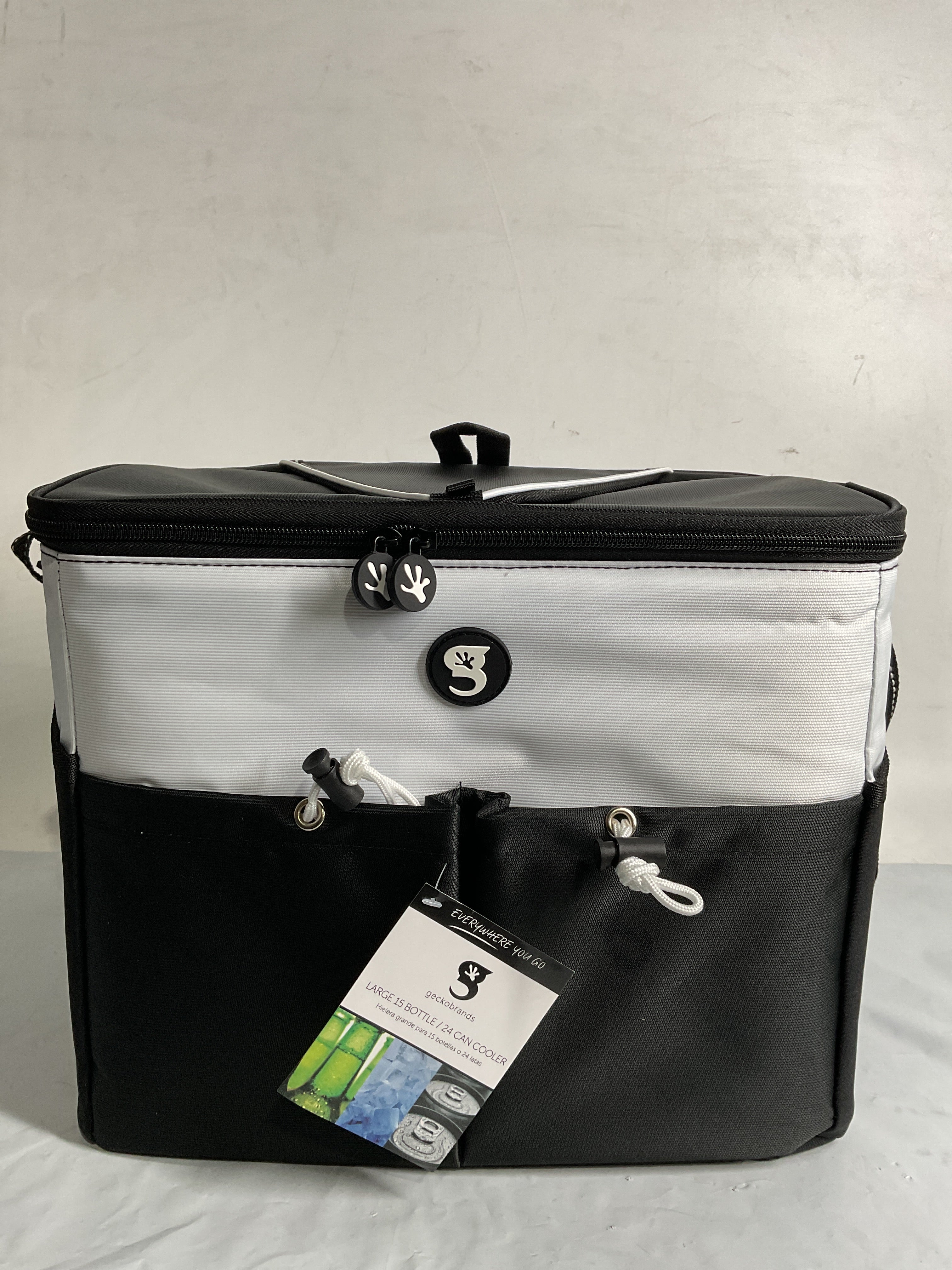 Geckobrands Large 15 bottle / 24 Can Cooler with Removable Hard Liner ( White/Black , One Size ) White/Black One Size U1