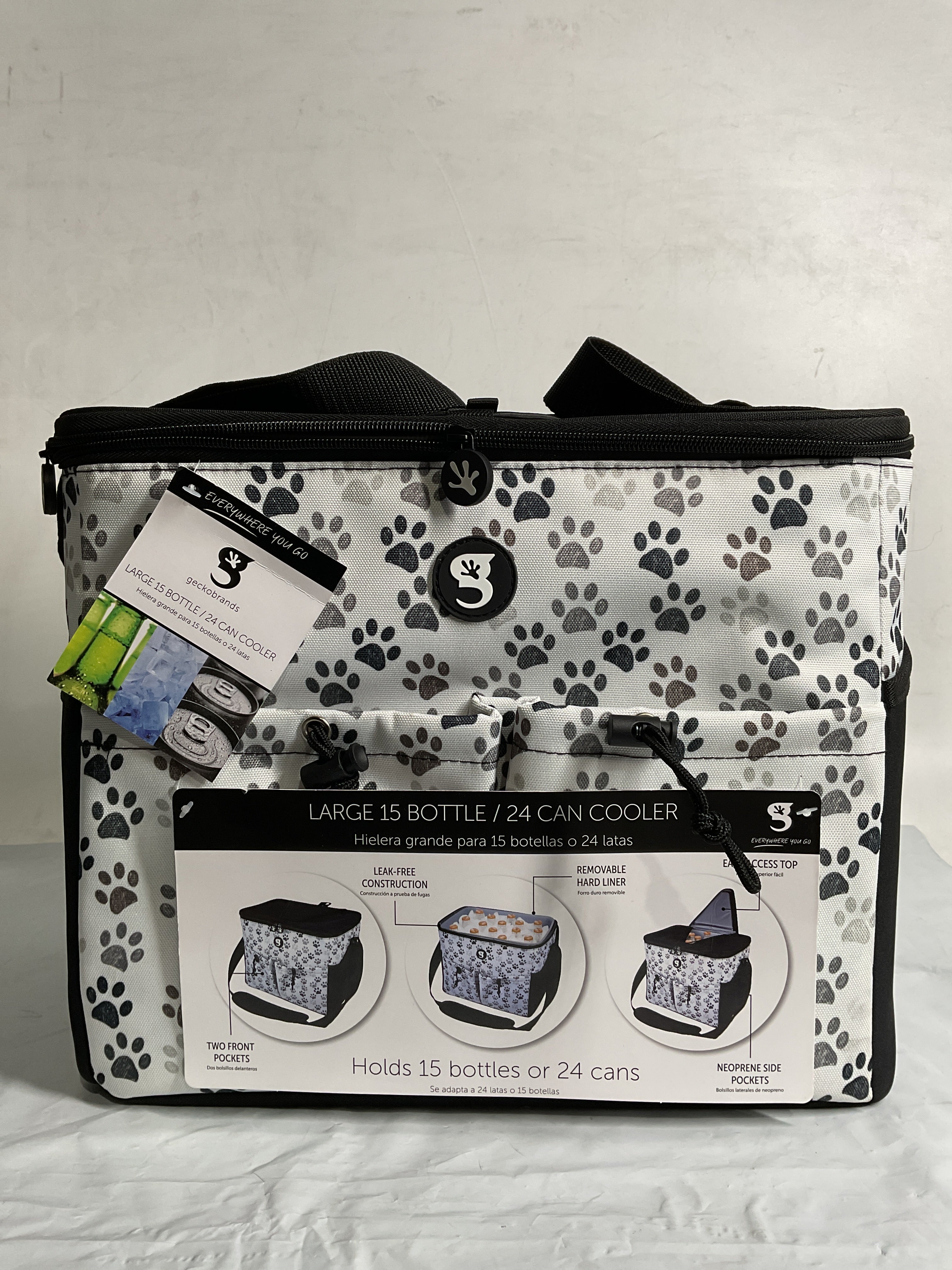 Geckobrands Large 15 bottle / 24 Can Cooler with Removable Hard Liner ( Paws , One Size ) Paws One Size U1
