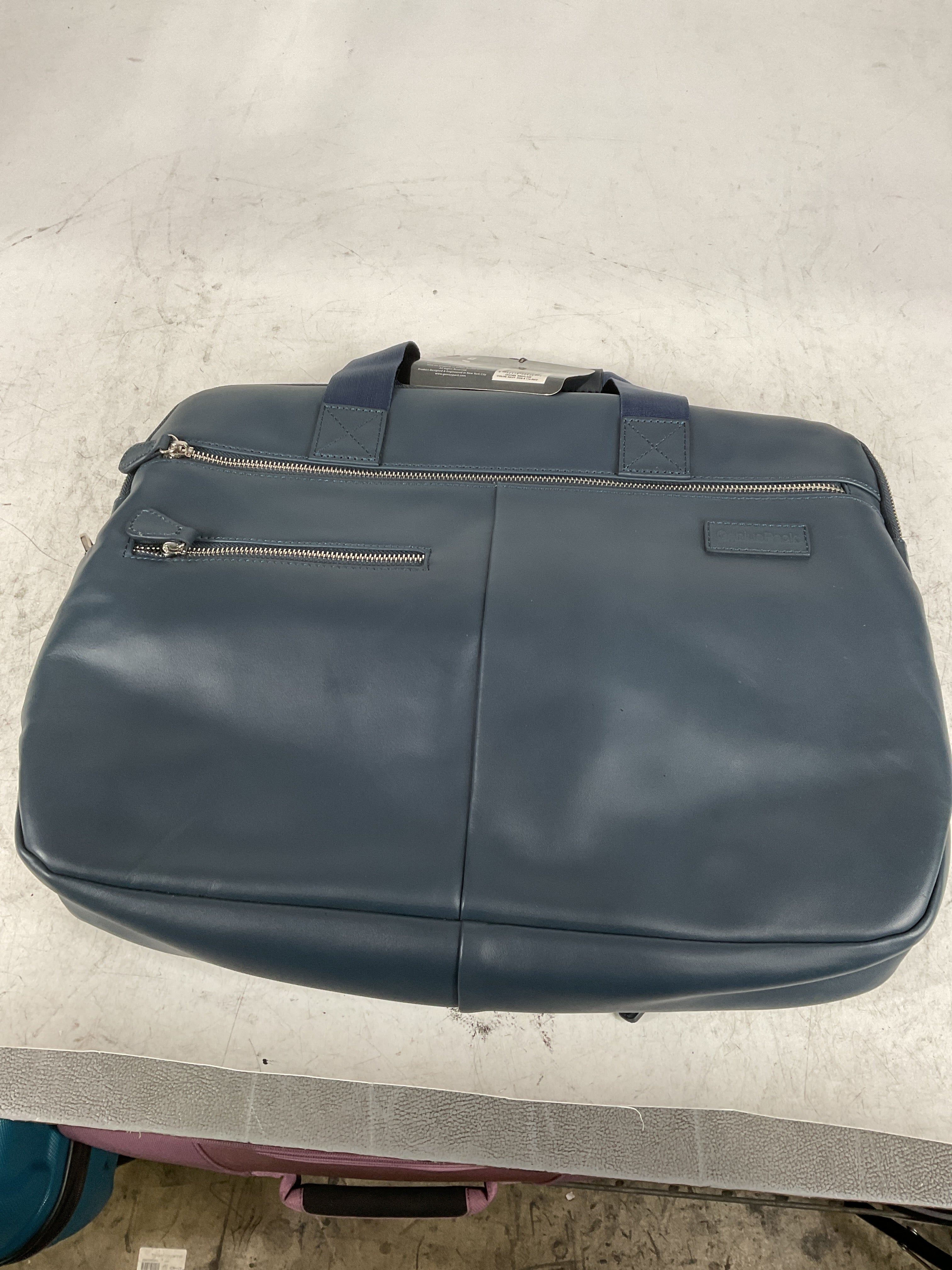 Luxe Leather Laptop Briefcase Color: Navy U1