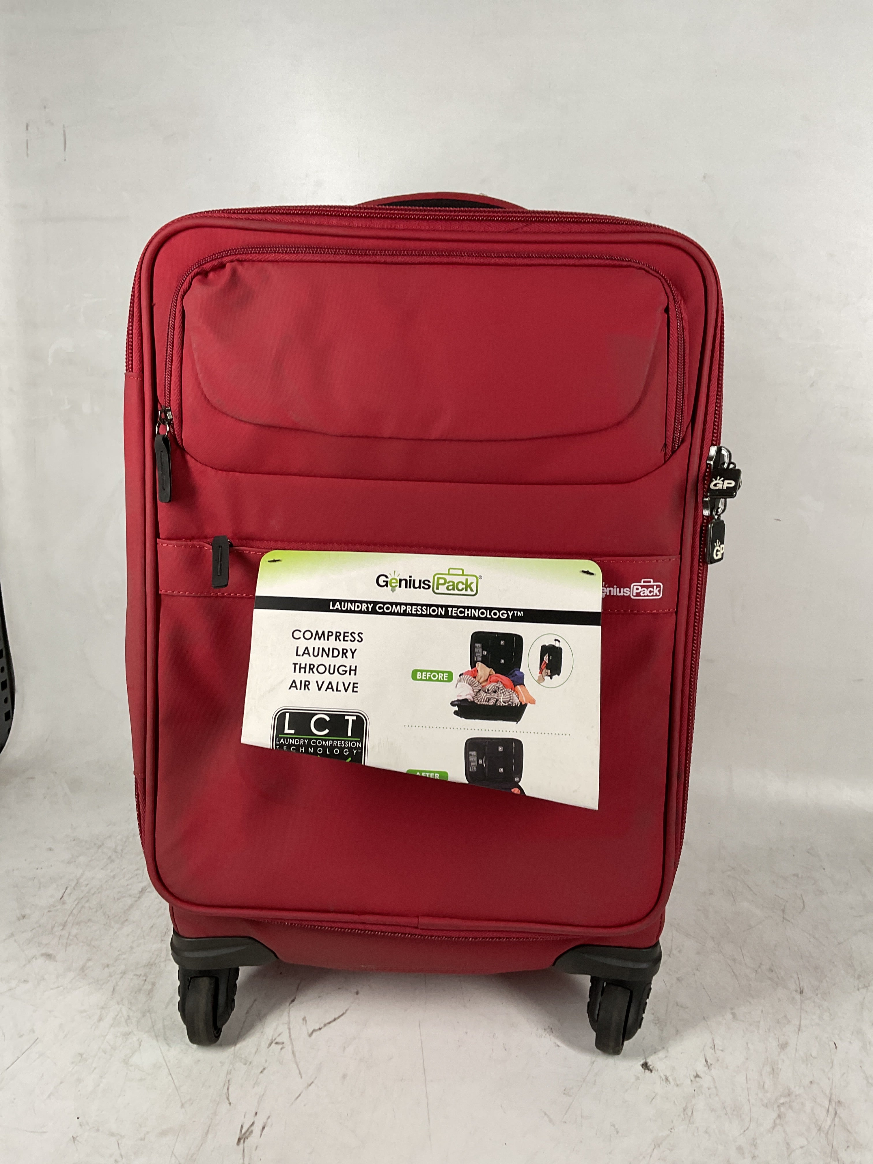 Genius Pack G4 22" Carry On Spinner Luggage - Smart, Organized, Lightweight Suitcase G4 - Red  U2