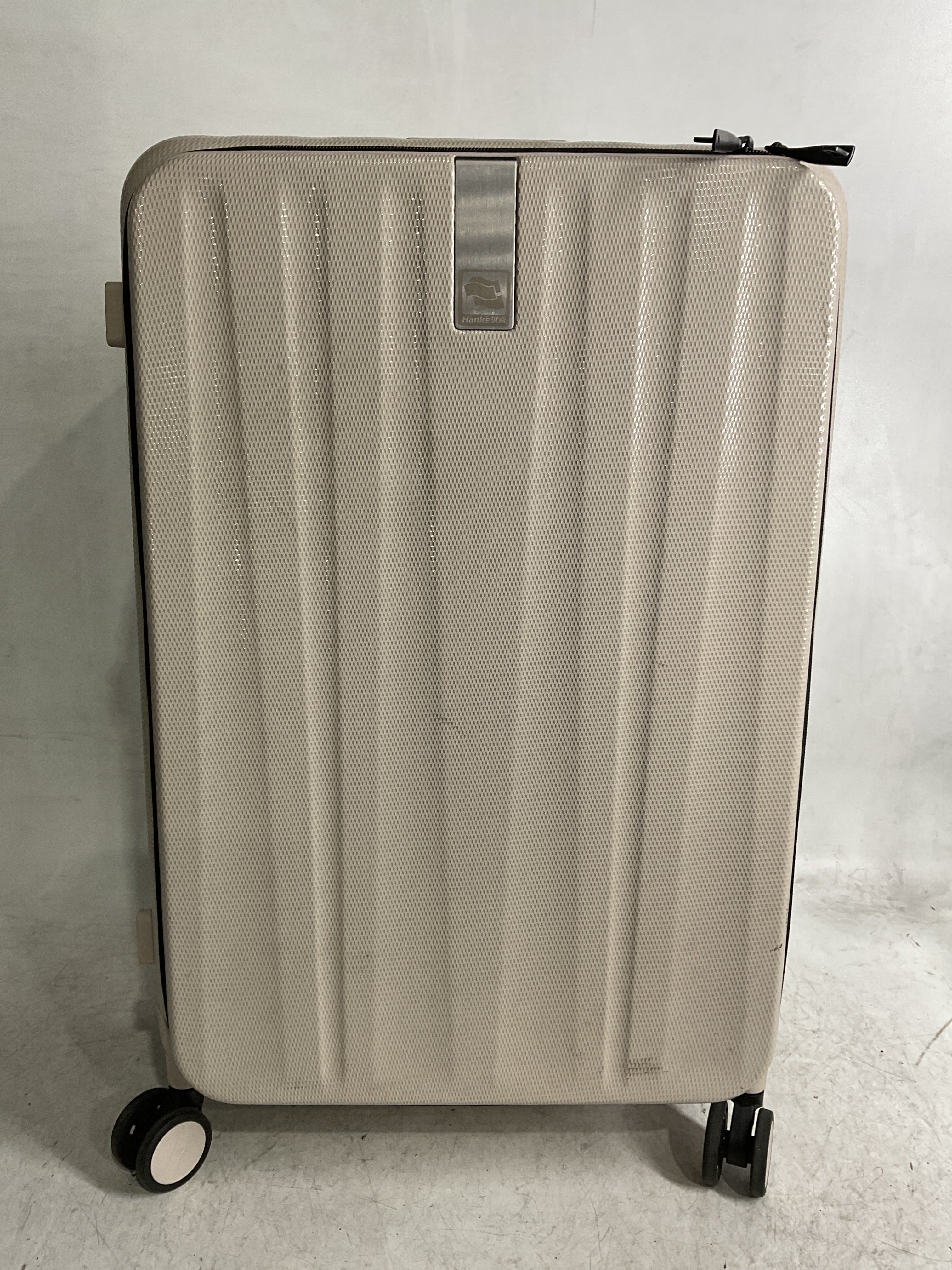 Hanke Lightweight Hardside Checked-Medium Luggage with 8 Spinner Silent Wheels, Travel Luggage, Rolling Suitcase TSA Approved, White, 24-Inch   U1