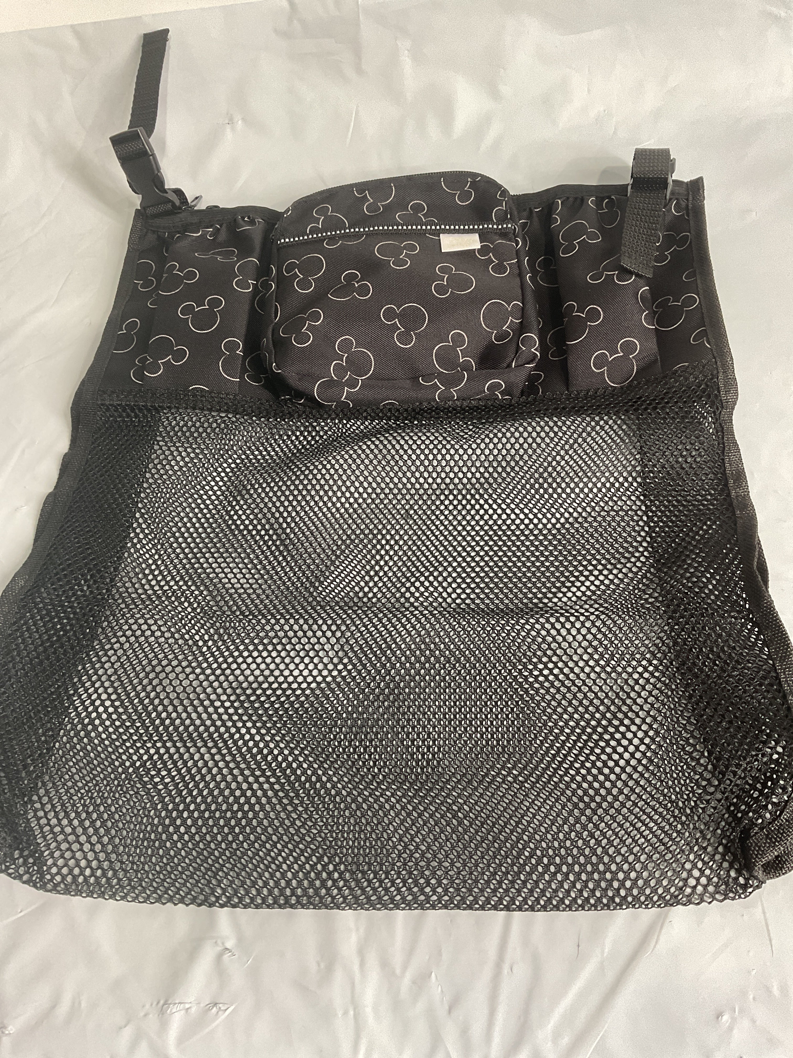 J.L. Childress Cups 'N Cargo, Universal Fit Stroller Organizer with Extra Large Storage, Expandable Deep Cup Holders, Multiple Zippered Pockets, Unique Large Mesh Bag for Larger Items ( Mickey Black , One Size ) Mickey Black One Size U2