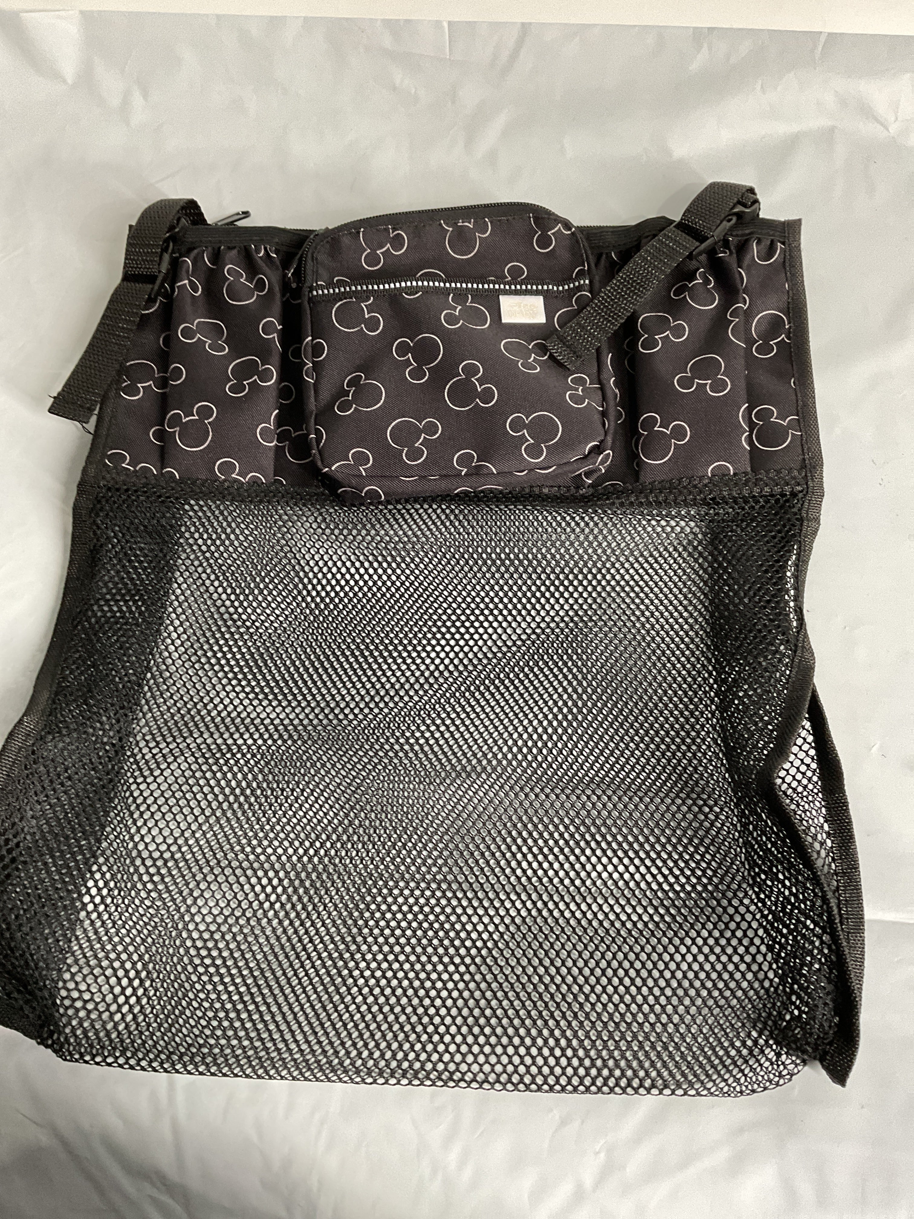 J.L. Childress Cups 'N Cargo, Universal Fit Stroller Organizer with Extra Large Storage, Expandable Deep Cup Holders, Multiple Zippered Pockets, Unique Large Mesh Bag for Larger Items ( Mickey Black , One Size ) Mickey Black One Size U3