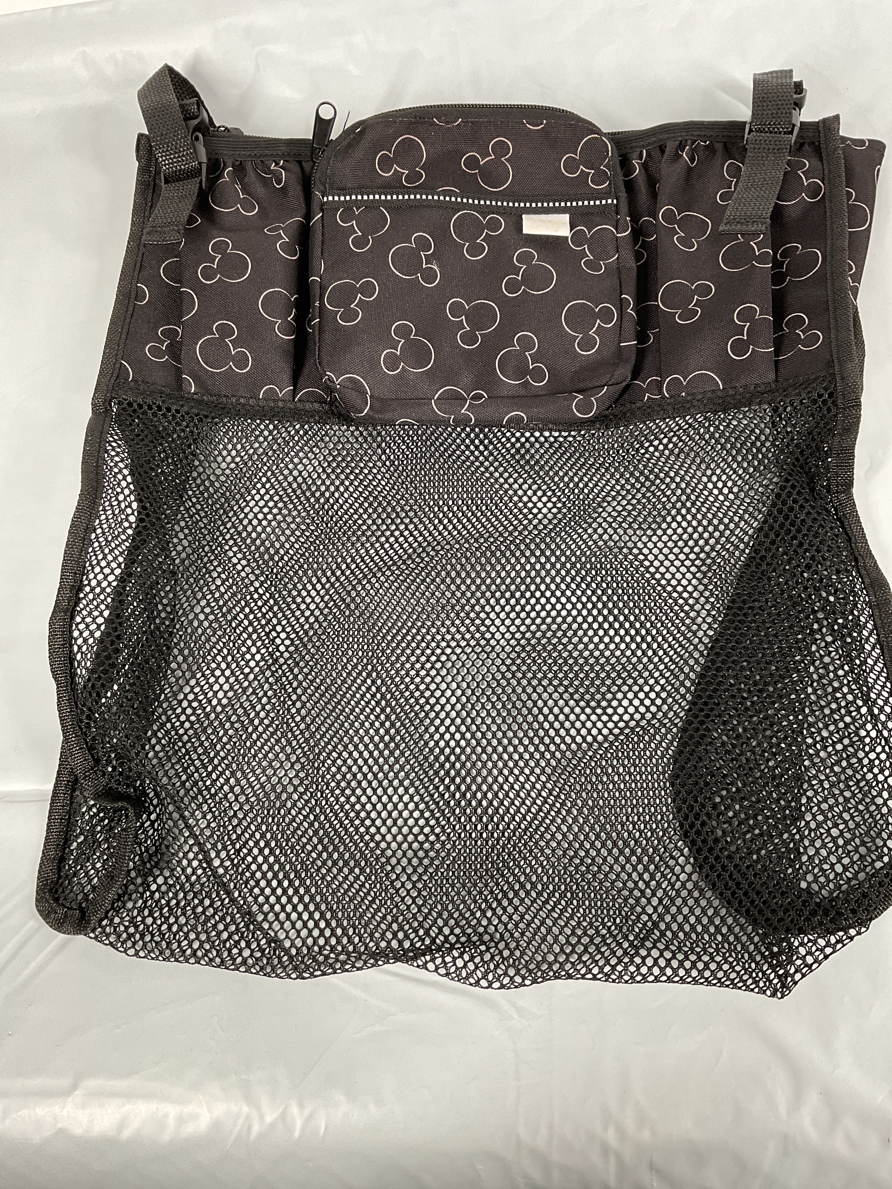 J.L. Childress Cups 'N Cargo, Universal Fit Stroller Organizer with Extra Large Storage, Expandable Deep Cup Holders, Multiple Zippered Pockets, Unique Large Mesh Bag for Larger Items ( Mickey Black , One Size ) Mickey Black One Size U5