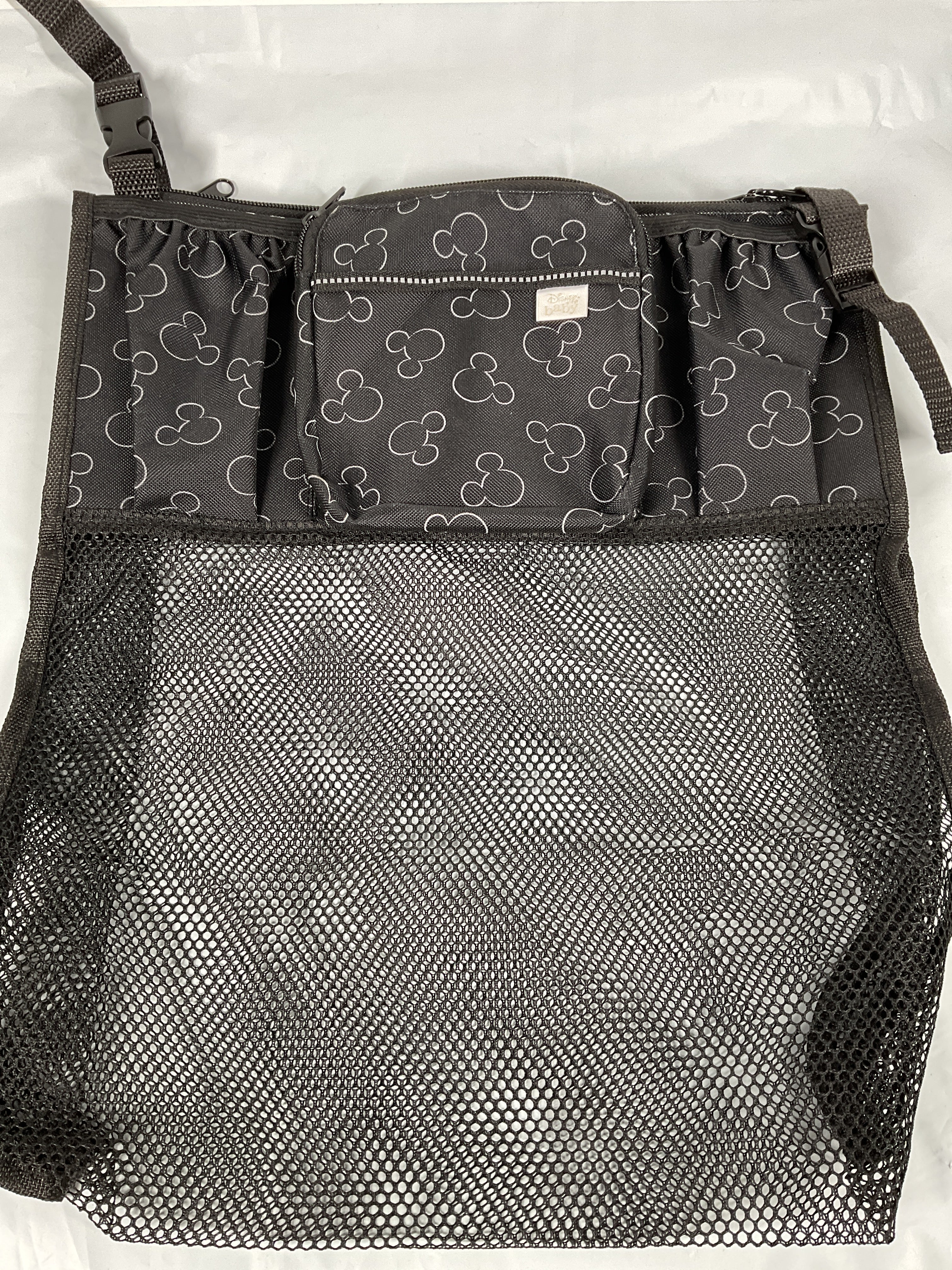 J.L. Childress Cups 'N Cargo, Universal Fit Stroller Organizer with Extra Large Storage, Expandable Deep Cup Holders, Multiple Zippered Pockets, Unique Large Mesh Bag for Larger Items ( Mickey Black , One Size ) Mickey Black One Size U6