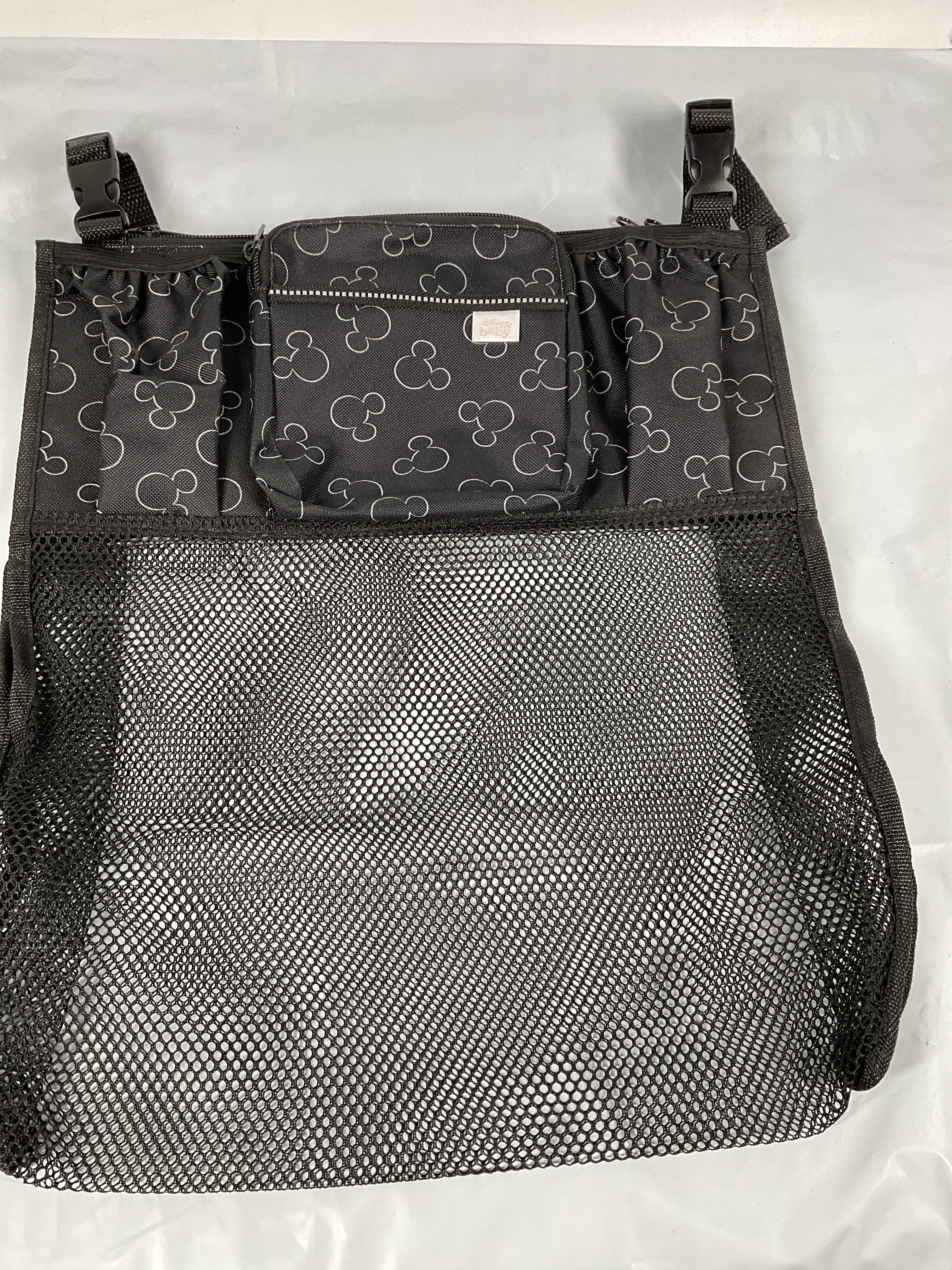 J.L. Childress Cups 'N Cargo, Universal Fit Stroller Organizer with Extra Large Storage, Expandable Deep Cup Holders, Multiple Zippered Pockets, Unique Large Mesh Bag for Larger Items ( Mickey Black , One Size ) Mickey Black One Size U7