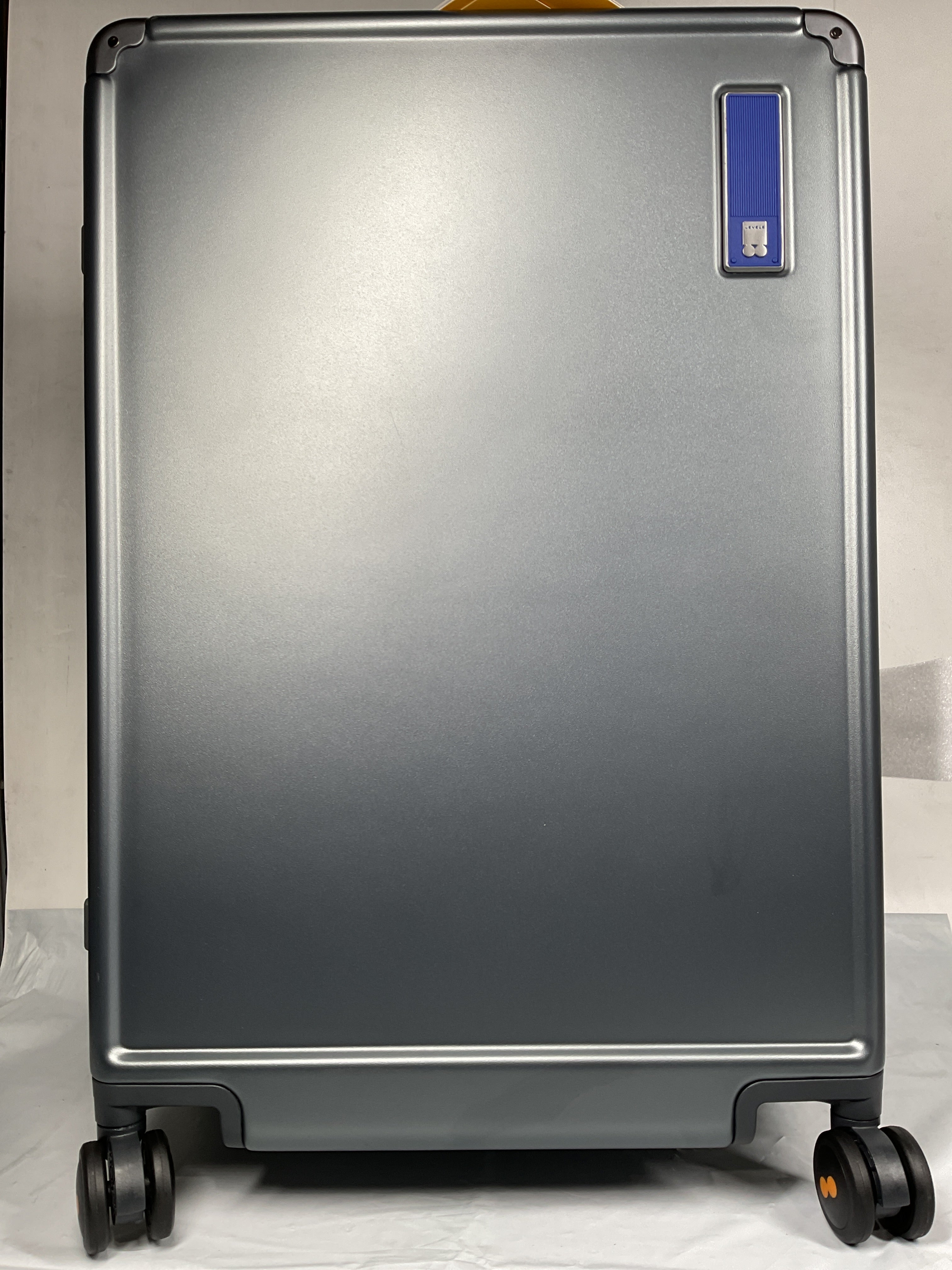 LEVEL8 Zipperless Checked Luggage with Aluminum Frame, Upgraded Medium Hardside Suitcase with Spinner Wheels, Metal Travel Luggage with Double Tsa Locks, 24 Inch, Grey Grey Checked 24 Inch (Upgraded) U1