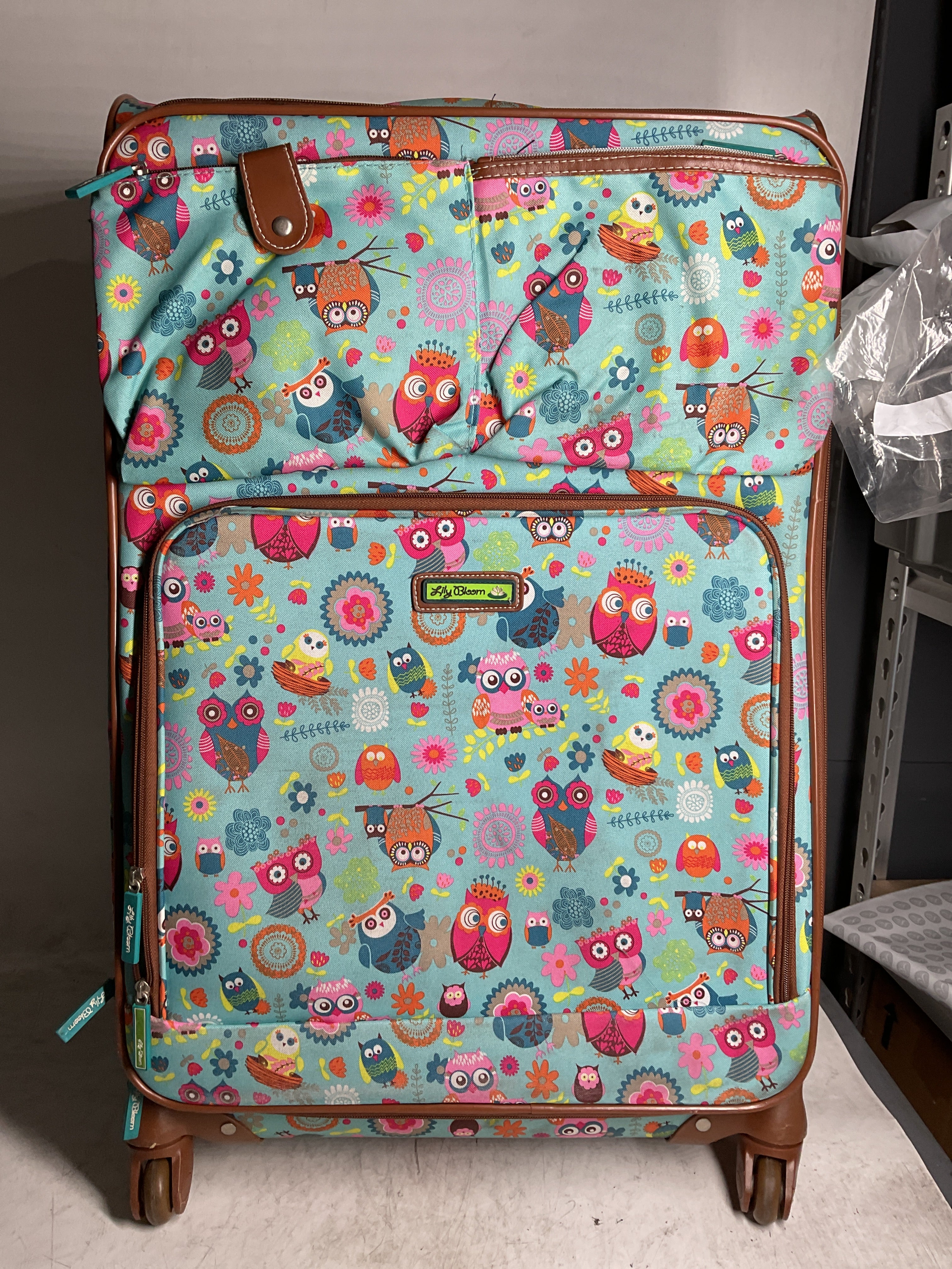 Lily Bloom Design Pattern 28" Luggage Softside Expandable With Double Spinner Wheels, Large Lightweight Suitcase Checked Bag For Women Night Owl 28in U1