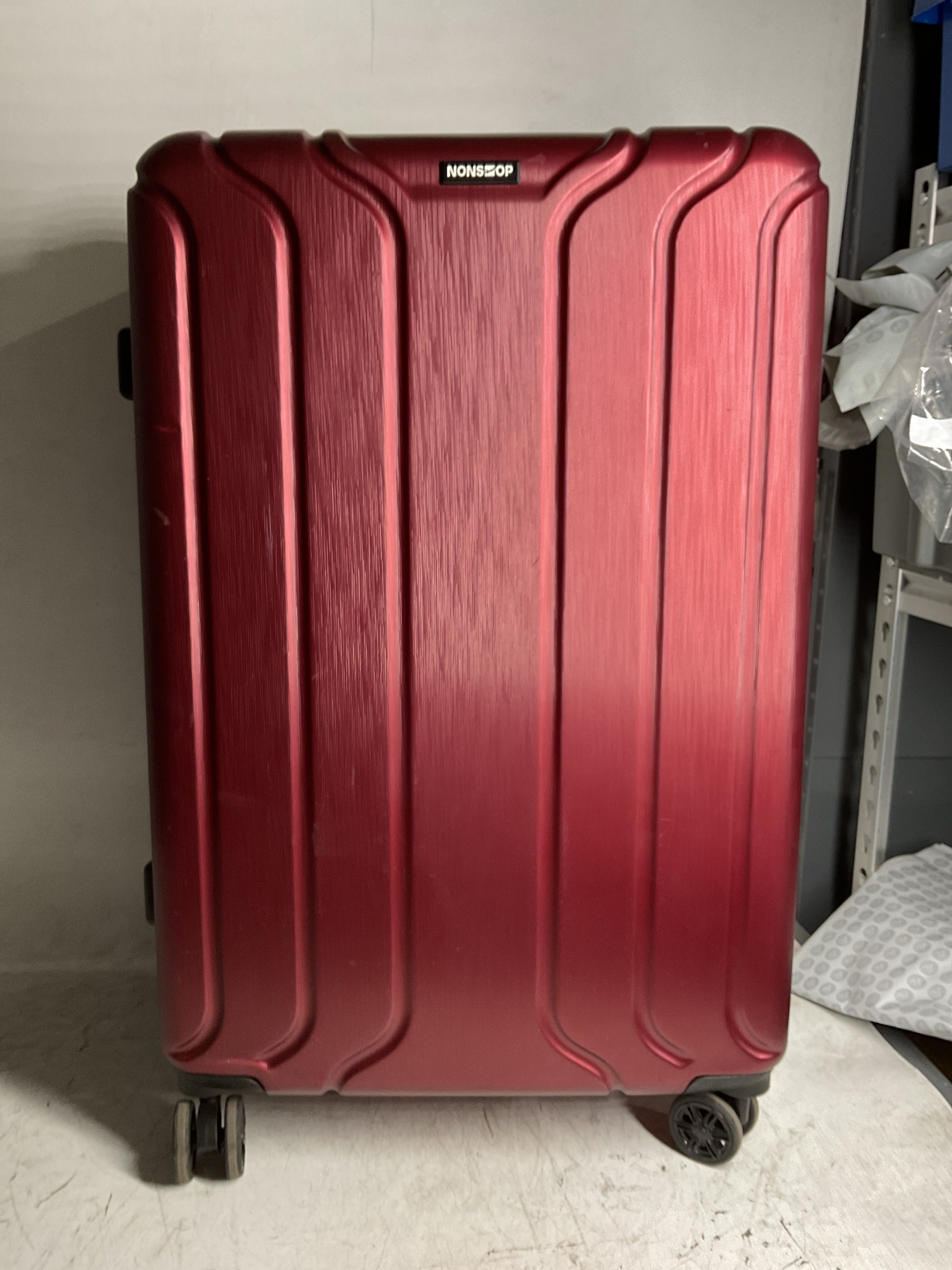 NONSTOP NEW YORK Luggage Expandable Spinner Wheels hard side shell Travel Suitcase Lightweight, TSA Lock, Double USB Port  ( Burgundy , 3-Piece Set (20/24/28) ) Burgundy 3 Piece Set 20 24 28 U33