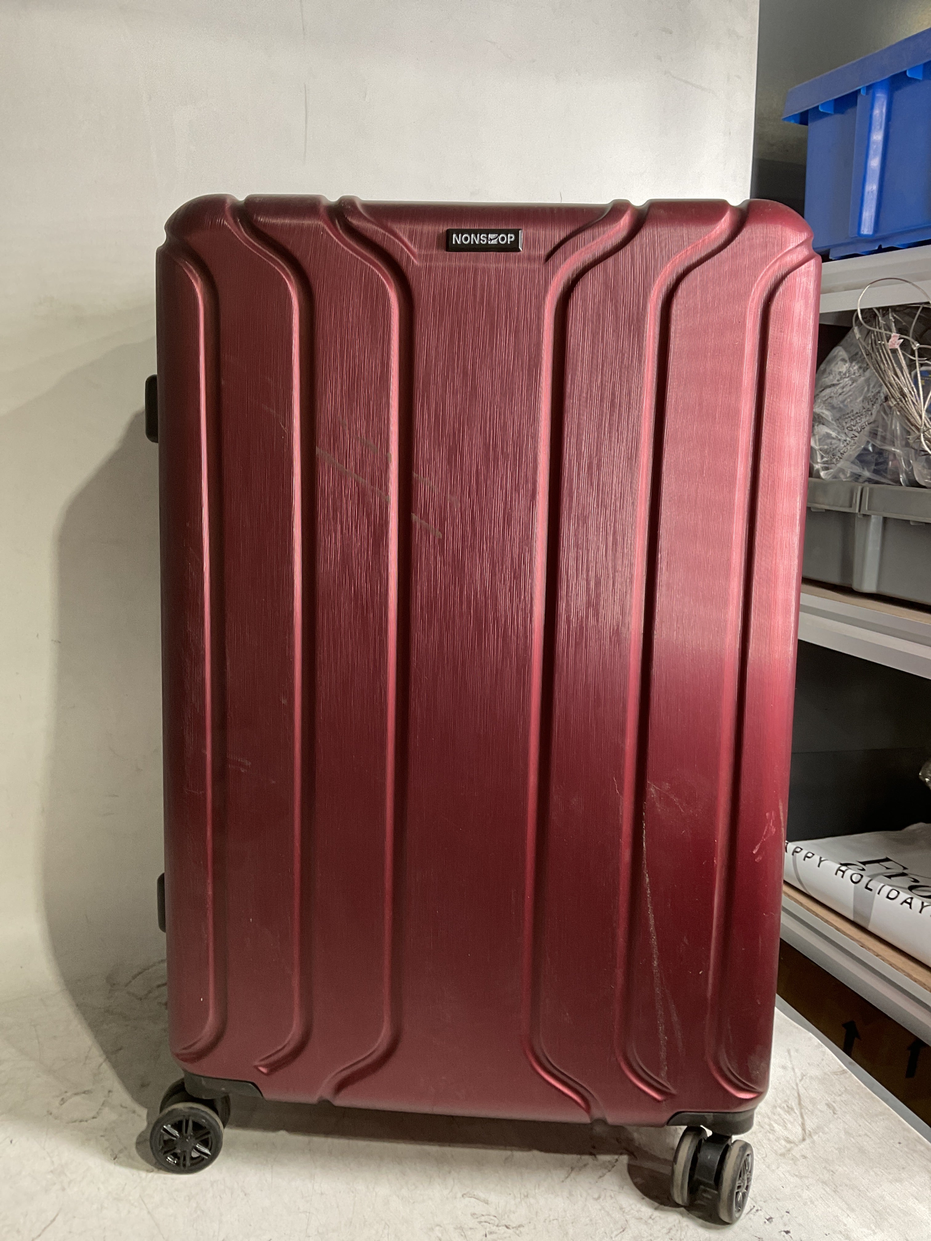 NONSTOP NEW YORK Luggage Expandable Spinner Wheels hard side shell Travel Suitcase Lightweight, TSA Lock, Double USB Port  ( Burgundy , 3-Piece Set (20/24/28) ) Burgundy 3 Piece Set 20 24 28 U37