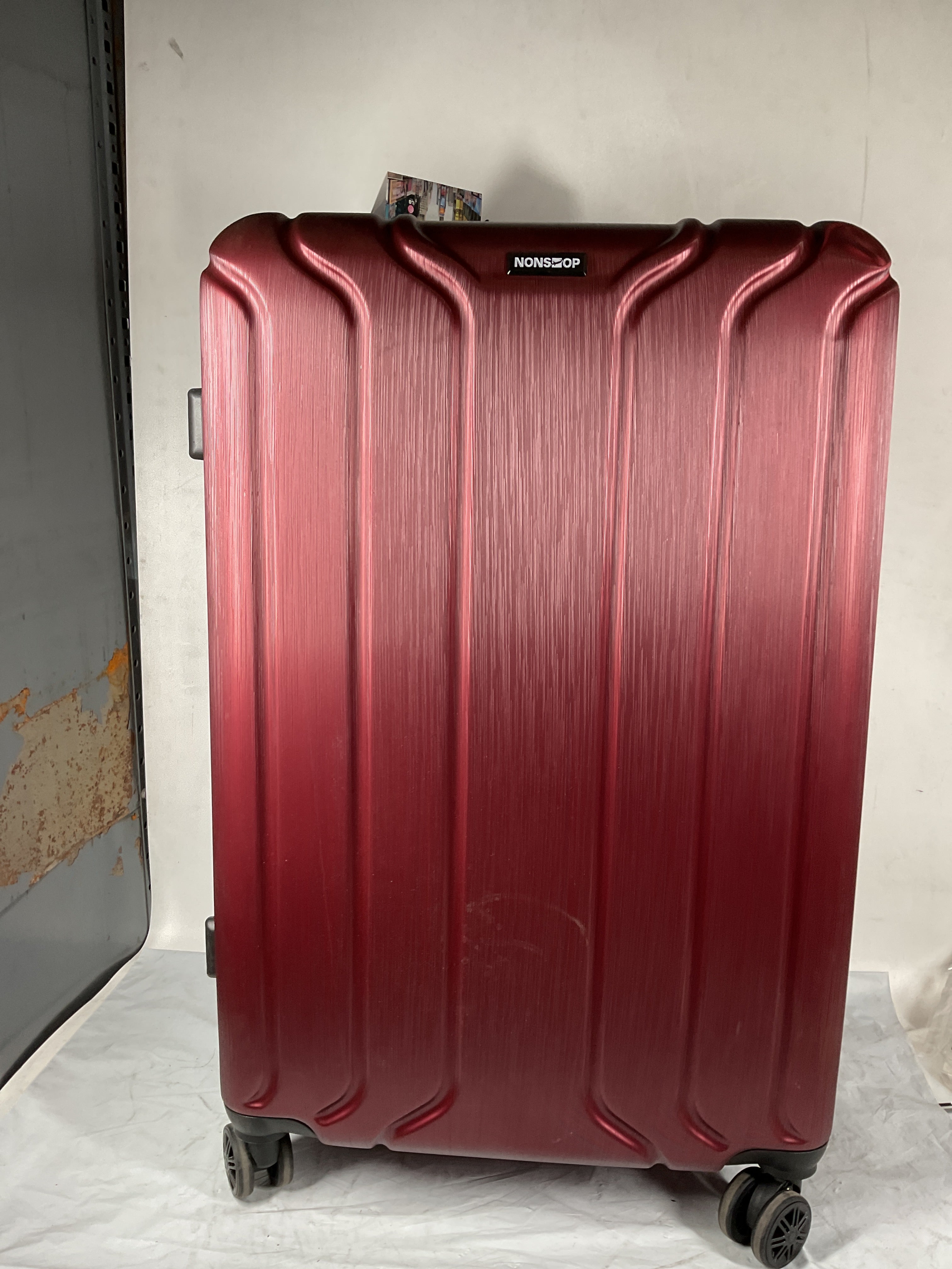 NONSTOP NEW YORK Luggage Expandable Spinner Wheels hard side shell Travel Suitcase Lightweight, TSA Lock, Double USB Port ( Burgundy , Checked-Large 28-Inch ) Burgundy Checked Large 28 Inch U39
