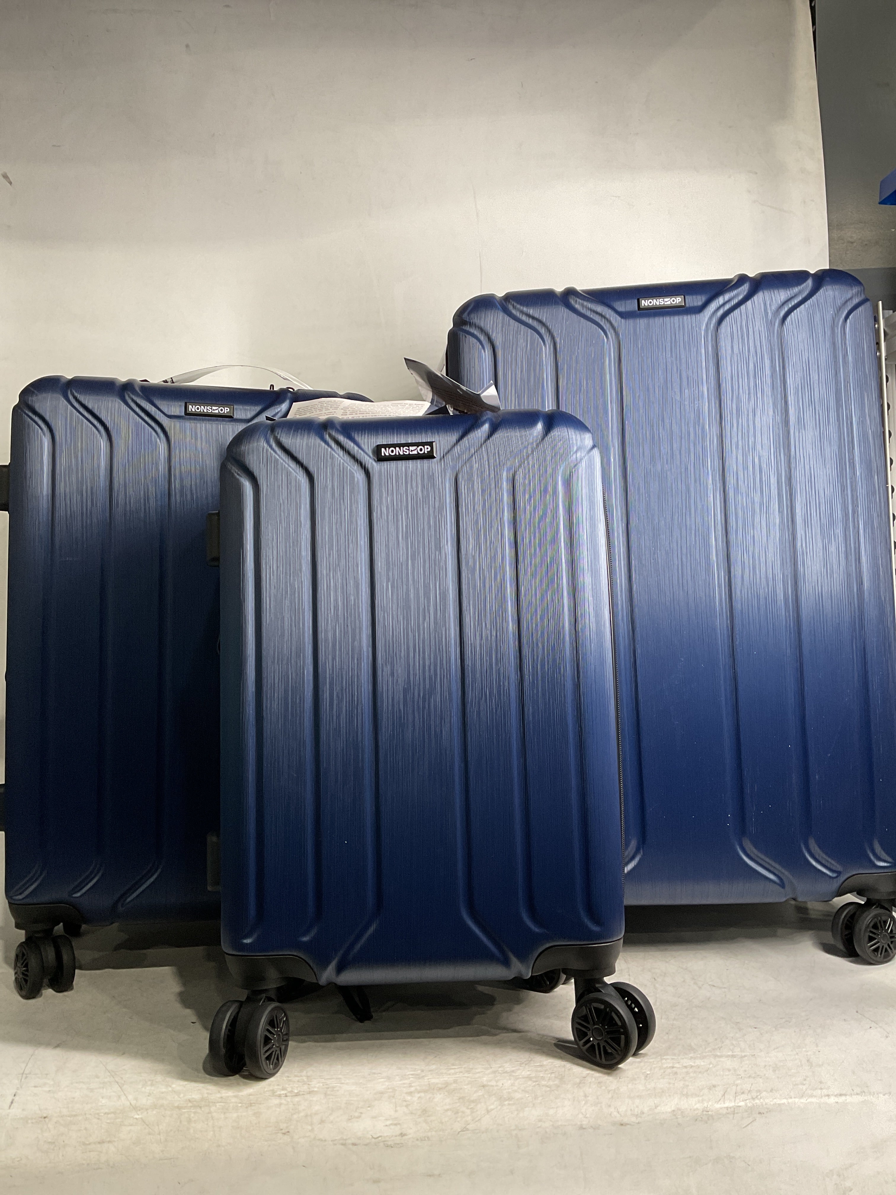 NONSTOP NEW YORK Luggage Expandable Spinner Wheels hard side shell Travel Suitcase Lightweight, TSA Lock, Double USB Port  ( Navy , 3-Piece Set (20/24/28) ) Navy 3 Piece Set 20 24 28 U33
