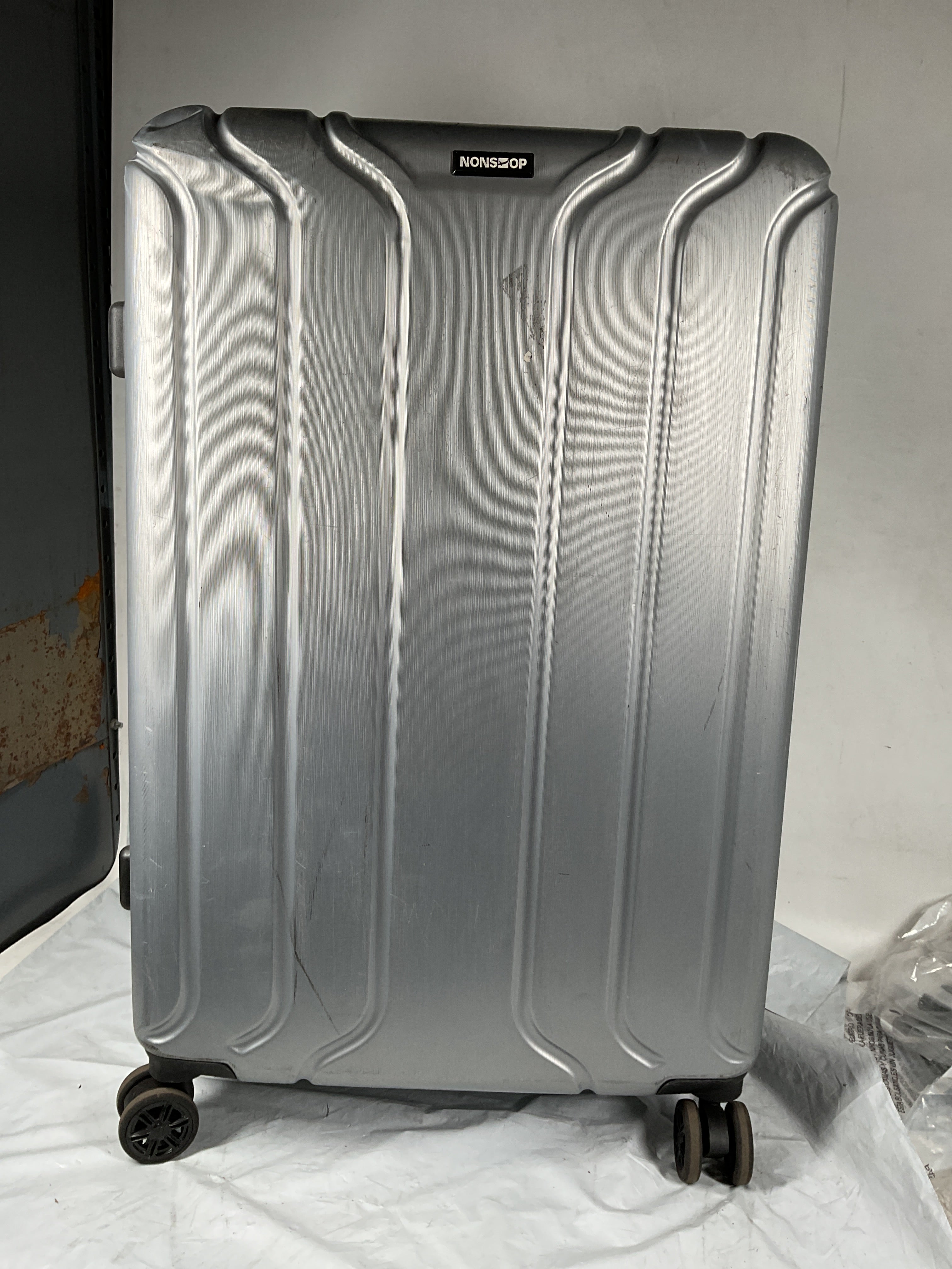 NONSTOP NEW YORK Luggage Expandable Spinner Wheels hard side shell Travel Suitcase Lightweight, TSA Lock, Double USB Port ( Silver , Checked-Large 28-Inch ) Silver Checked Large 28 Inch U30