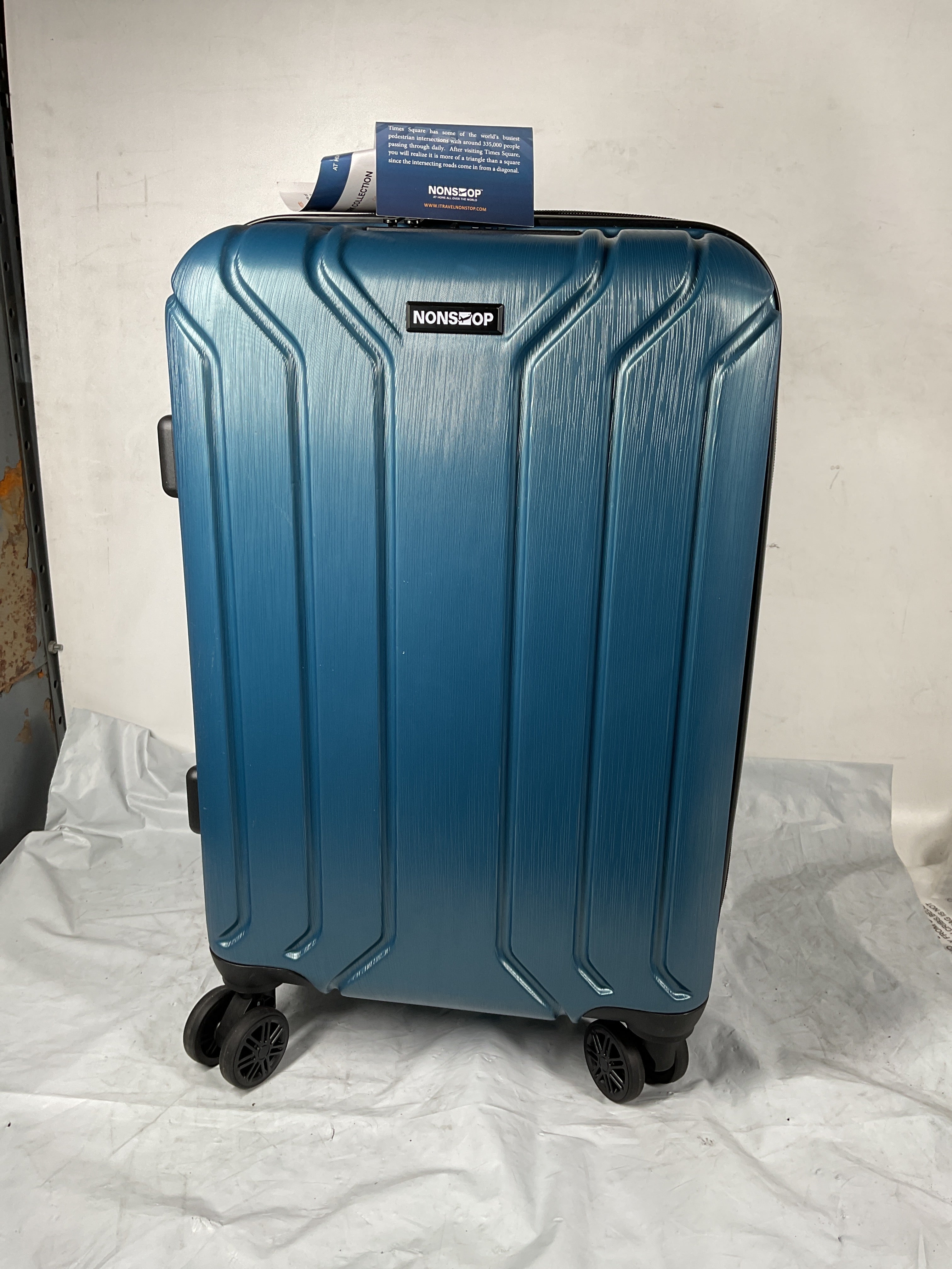 NONSTOP NEW YORK Luggage Expandable Spinner Wheels hard side shell Travel Suitcase Lightweight, TSA Lock, Double USB Port ( Teal , Checked-Large 28-Inch ) Teal Checked Large 28 Inch U5