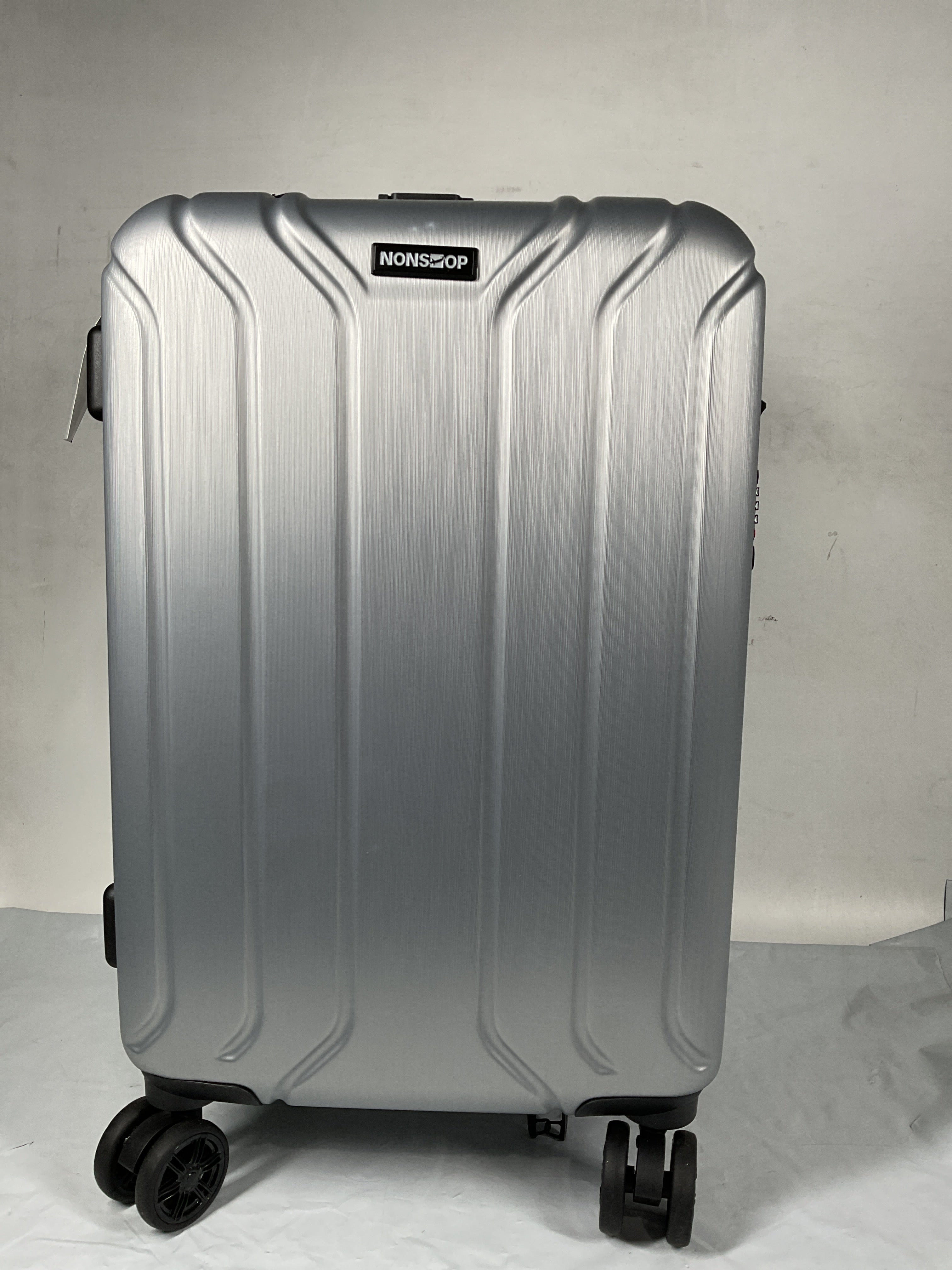 NONSTOP NEW YORK Luggage Expandable Spinner Wheels hard side shell Travel Suitcase Lightweight, TSA Lock, Double USB Port  ( Silver , 3-Piece Set (20/24/28) ) Silver 3 Piece Set 20 24 28 U2
