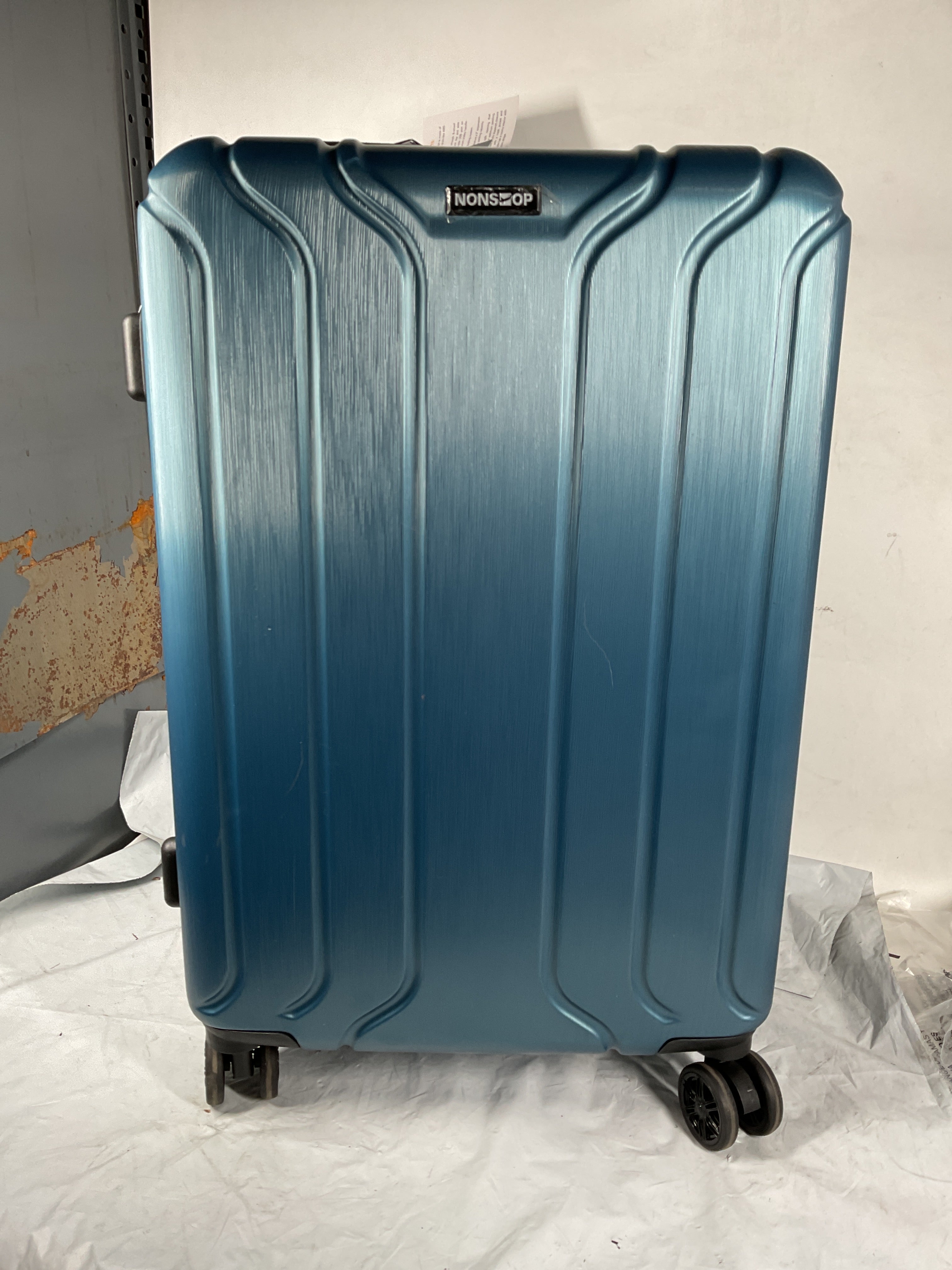 NONSTOP NEW YORK Luggage Expandable Spinner Wheels hard side shell Travel Suitcase Lightweight, TSA Lock, Double USB Port ( Teal , Checked-Large 28-Inch ) Teal Checked Large 28 Inch U7