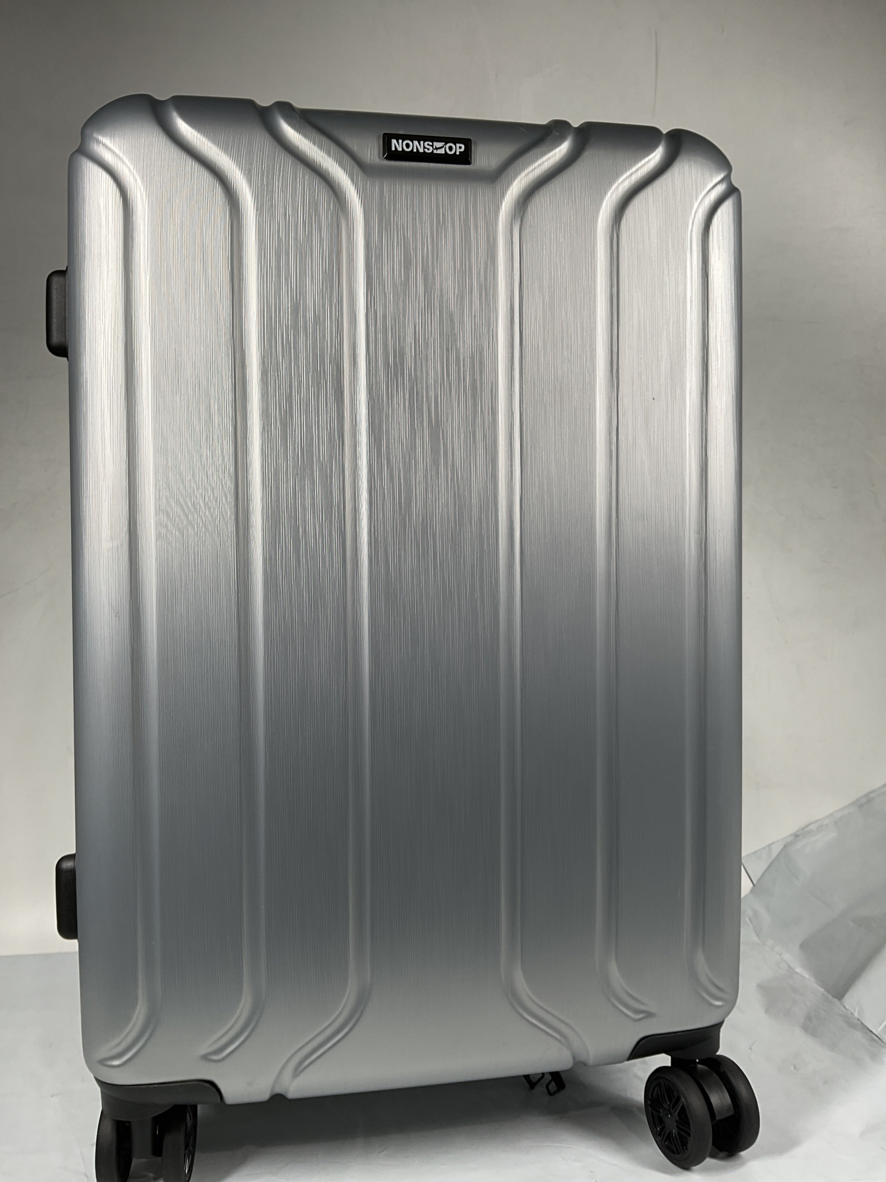 NONSTOP NEW YORK Luggage Expandable Spinner Wheels hard side shell Travel Suitcase Lightweight, TSA Lock, Double USB Port  ( Silver , 3-Piece Set (20/24/28) ) Silver 3 Piece Set 20 24 28 U2