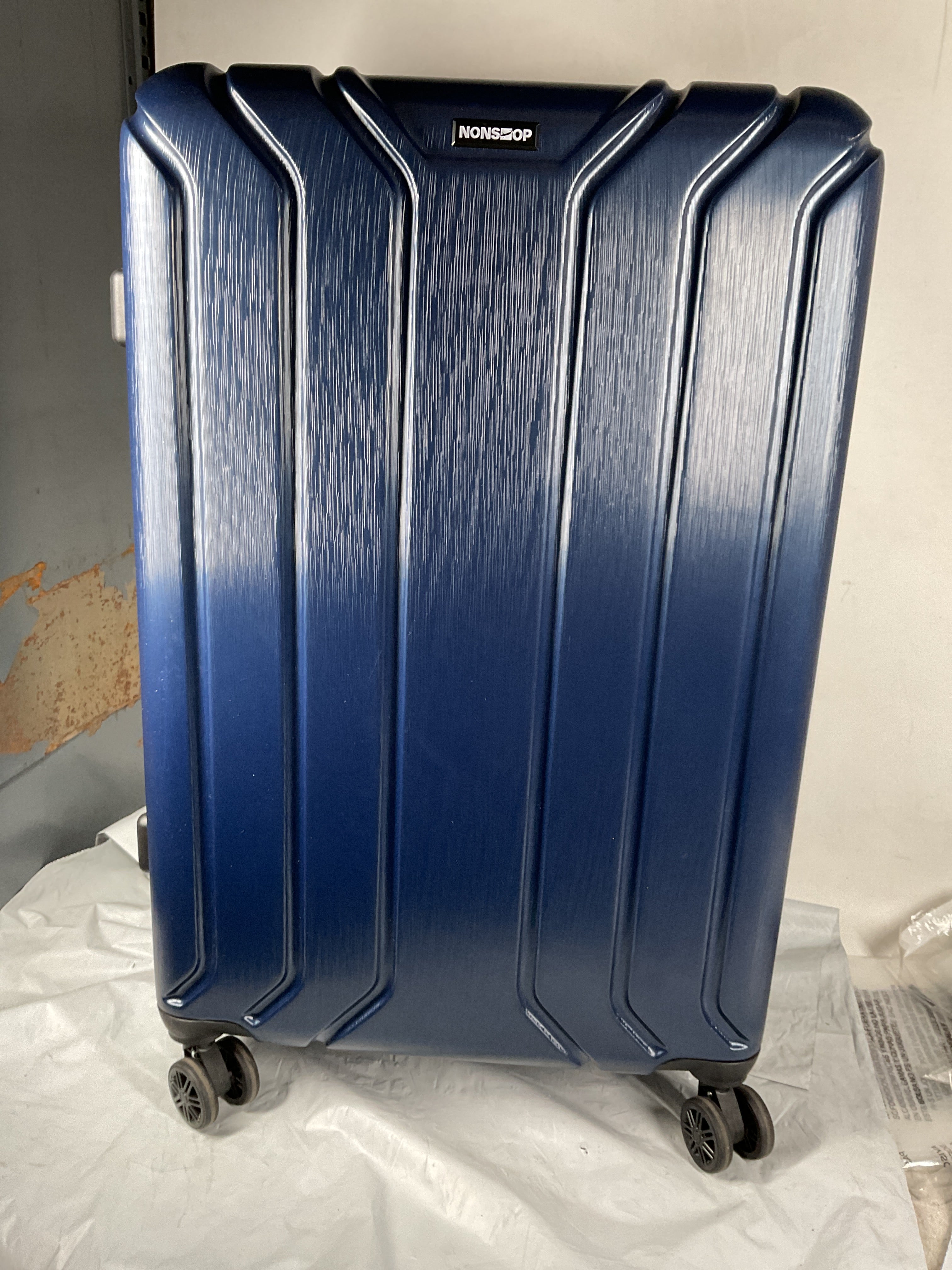 NONSTOP NEW YORK Luggage Expandable Spinner Wheels hard side shell Travel Suitcase Lightweight, TSA Lock, Double USB Port ( Navy , Checked-Large 28-Inch ) Navy Checked Large 28 Inch U6