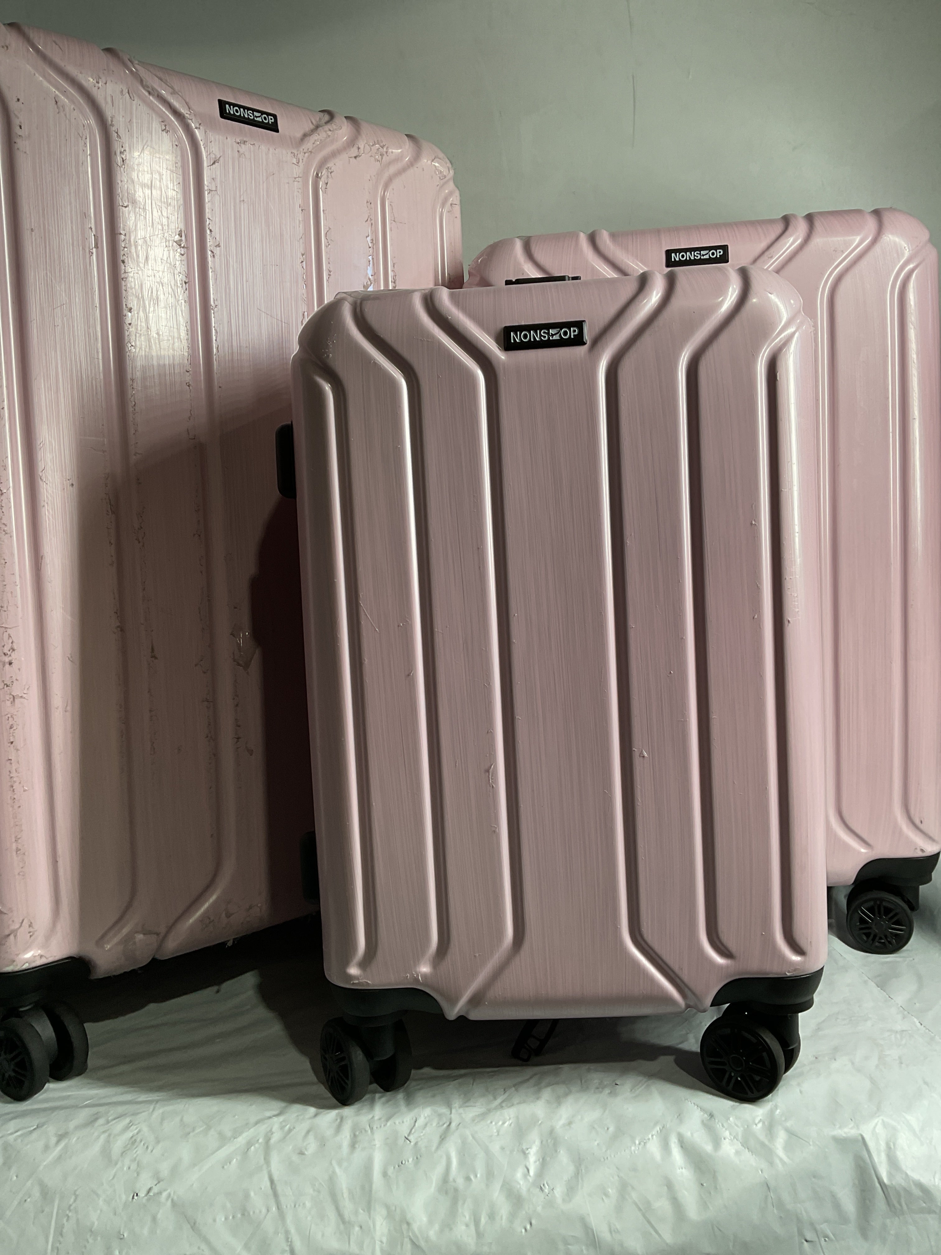 NONSTOP New York Elite Luggage Expandable Lightweight Spinner Wheels hard side shell Travel Suitcase Set, TSA Lock, Double USB Port, 3 packing cubes ( Blush Pink , 3-piece Set (20/24/28) ) Blush Pink 3 Piece Set 20 24 28 U6