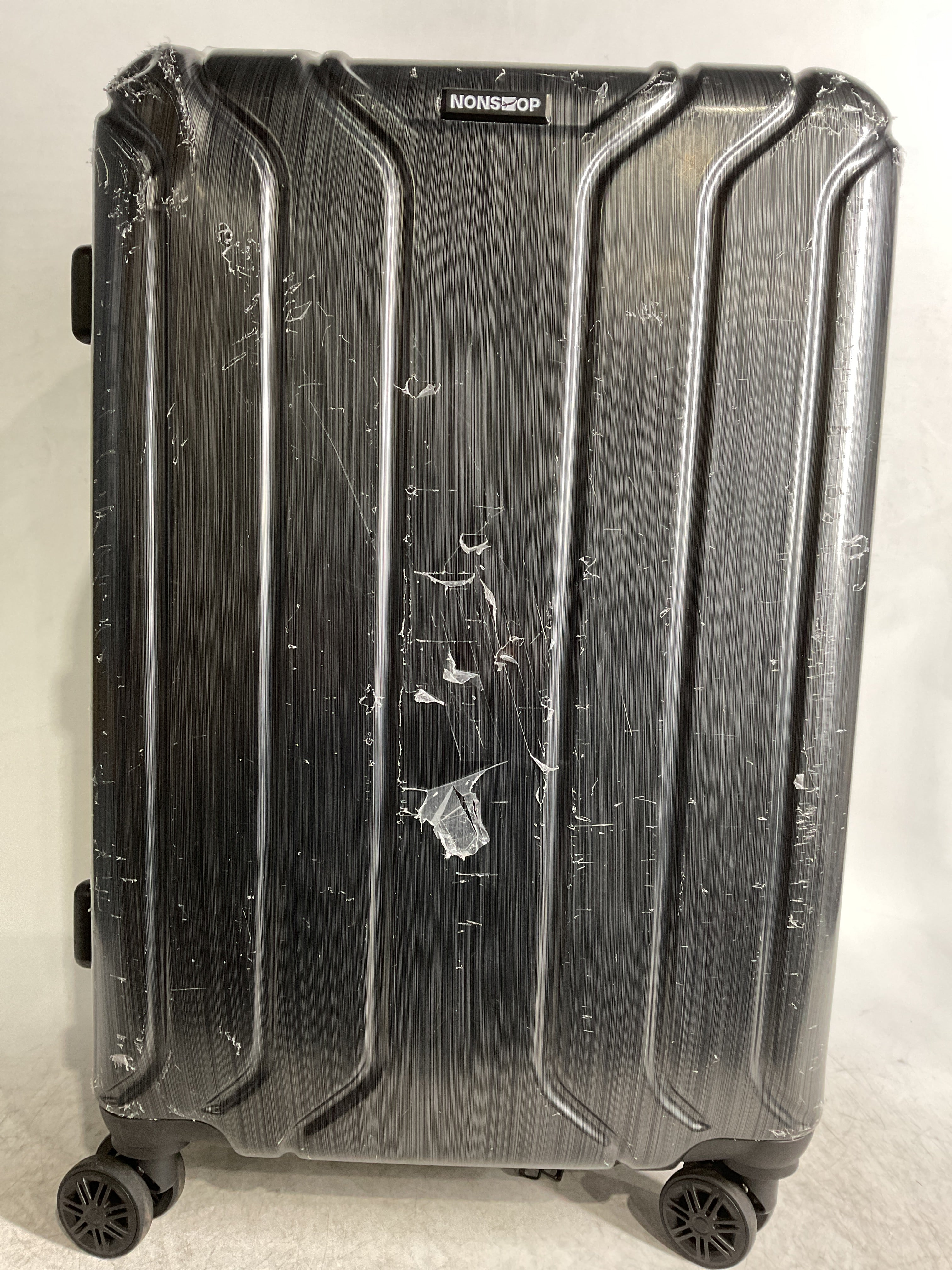 NONSTOP New York Elite Luggage Expandable Lightweight Spinner Wheels hard side shell Travel Suitcase Set, TSA Lock, Double USB Port, 3 packing cubes ( Black , Checked-Medium 24-Inch ) Black Checked Medium 24 Inch U1