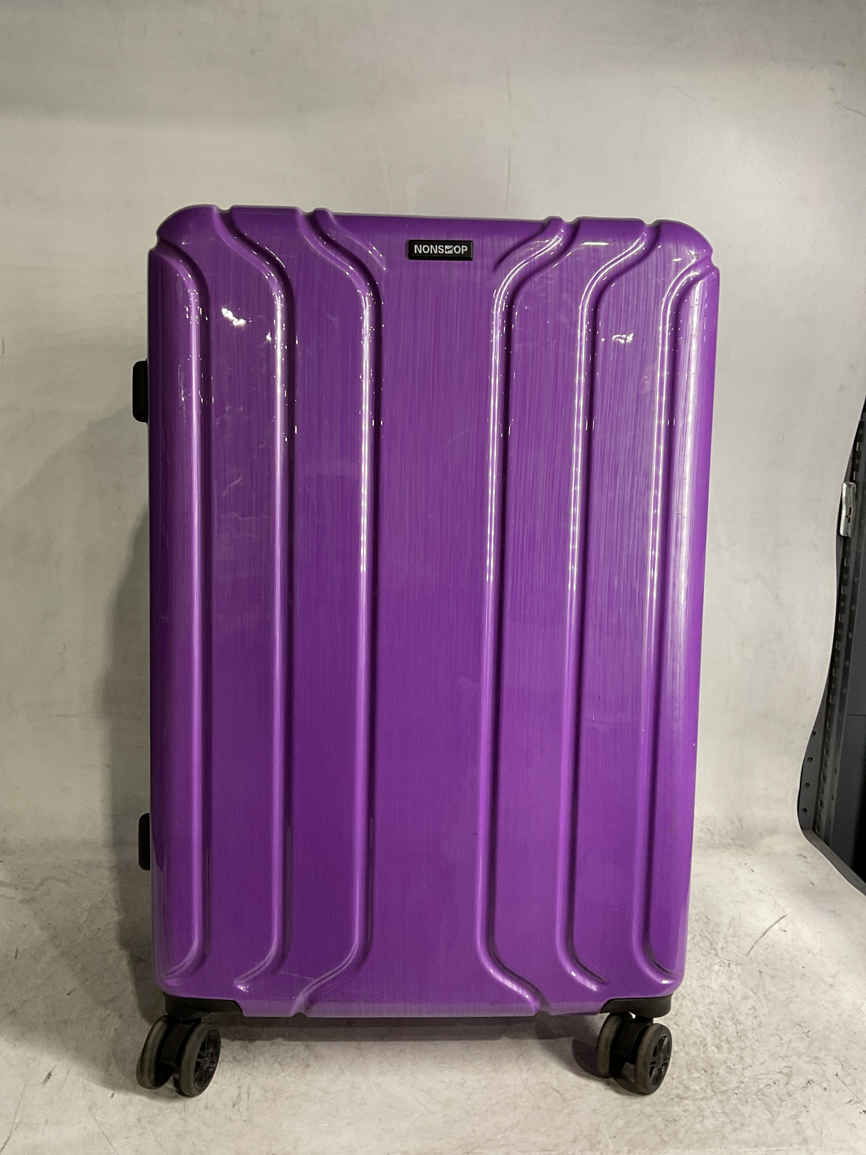NONSTOP New York Elite Luggage Expandable Lightweight Spinner Wheels hard side shell Travel Suitcase Set, TSA Lock, Double USB Port, 3 packing cubes ( Purple , Checked-Large 28-Inch ) Purple Checked Large 28 Inch U1